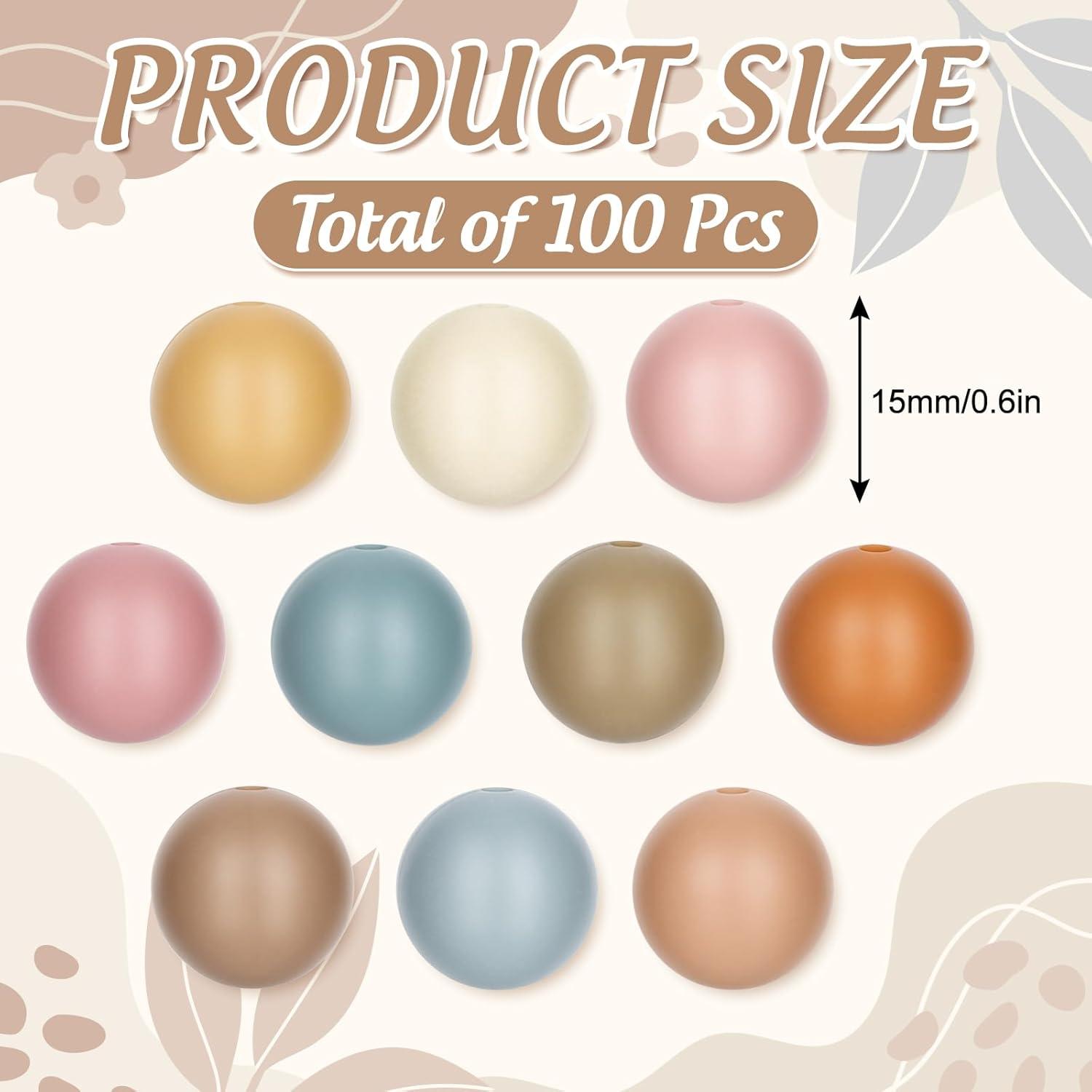 100 Perlas de Silicona Multicolor 15mm JarThenaAMCS DIY