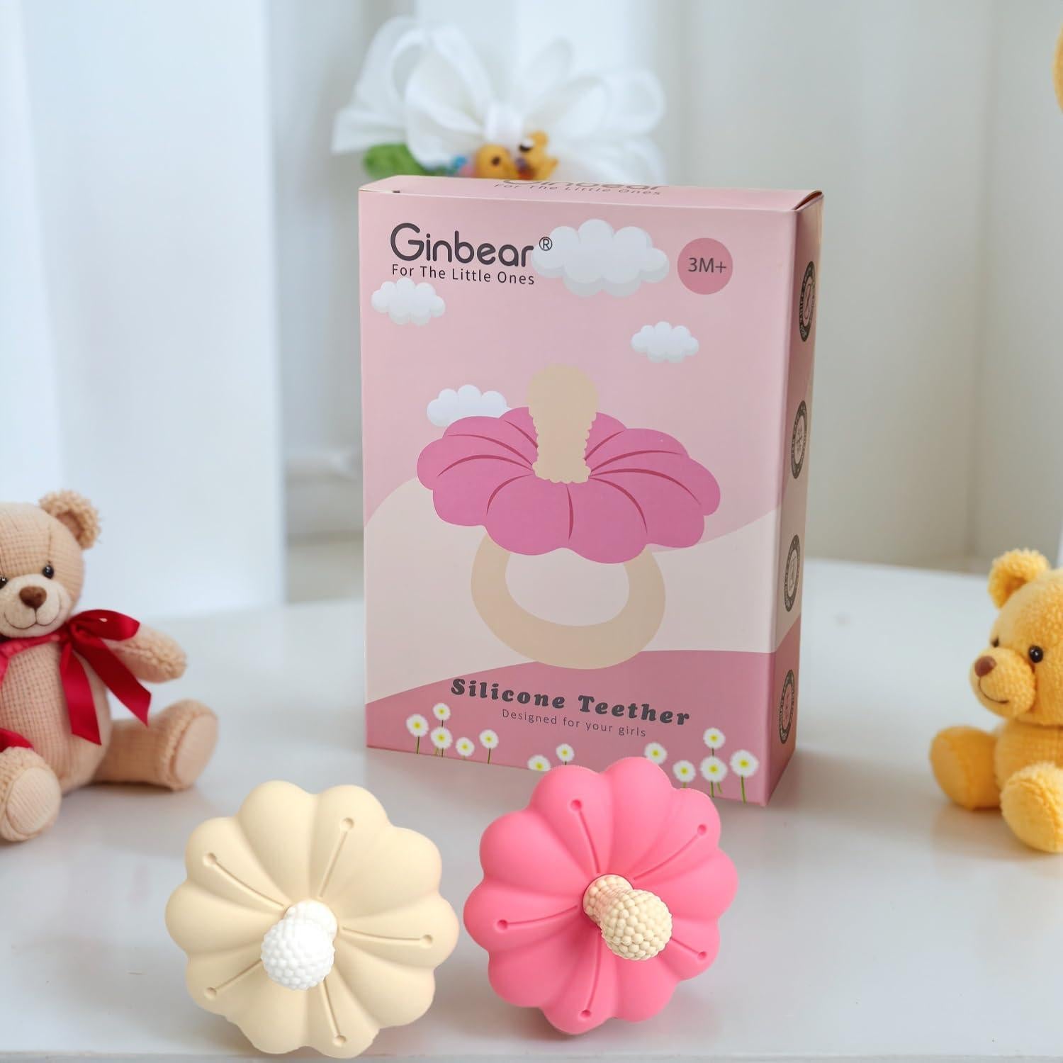 Chupete de Silicona Ginbear para Bebés 3 Meses + Libre de BPA (Juego de 2)