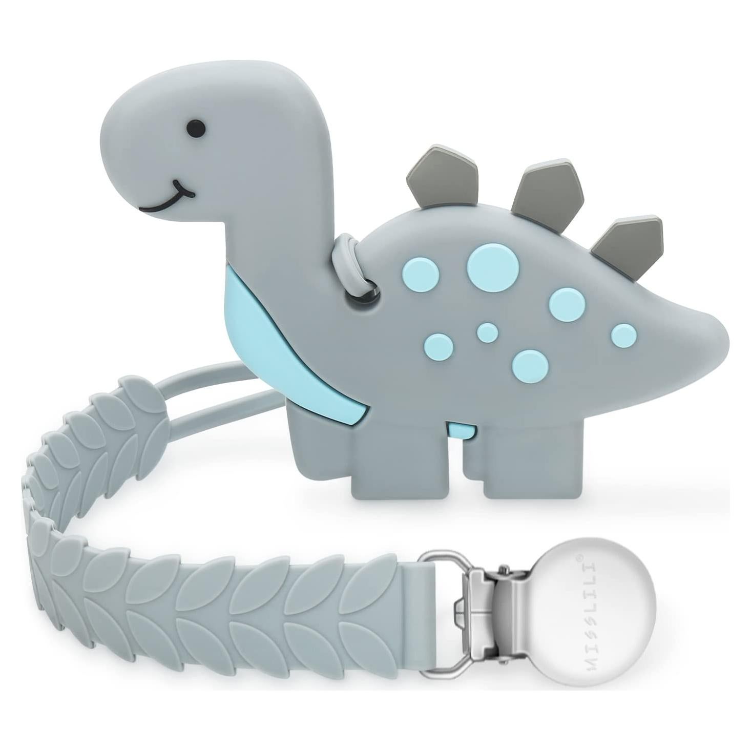 Mordedor de Silicona para Bebés MISSLILI Dinosaurio Gris