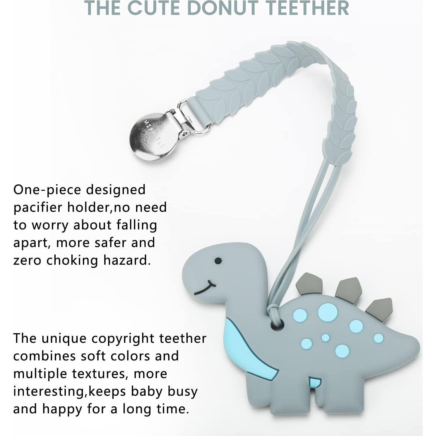 Mordedor de Silicona para Bebés MISSLILI Dinosaurio Gris