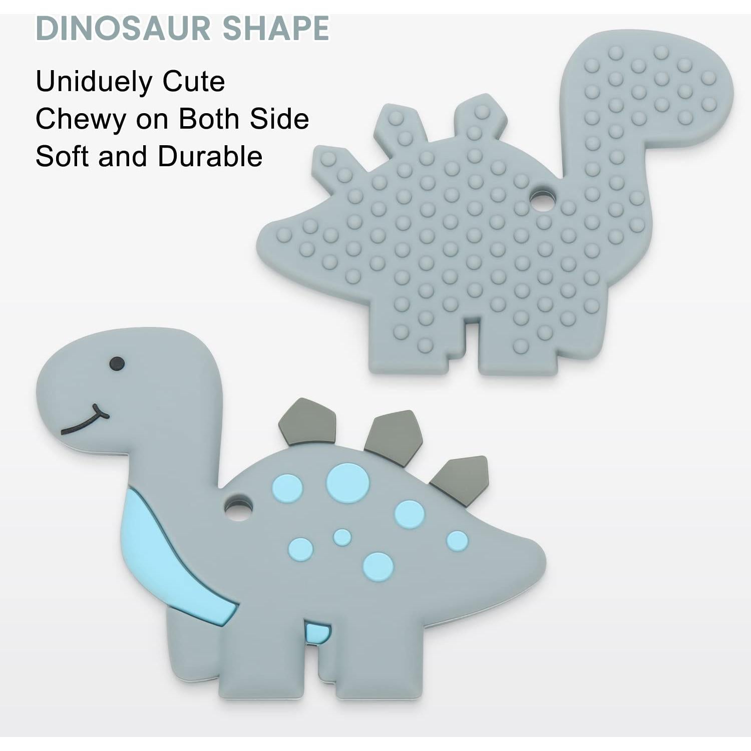 Mordedor de Silicona para Bebés MISSLILI Dinosaurio Gris