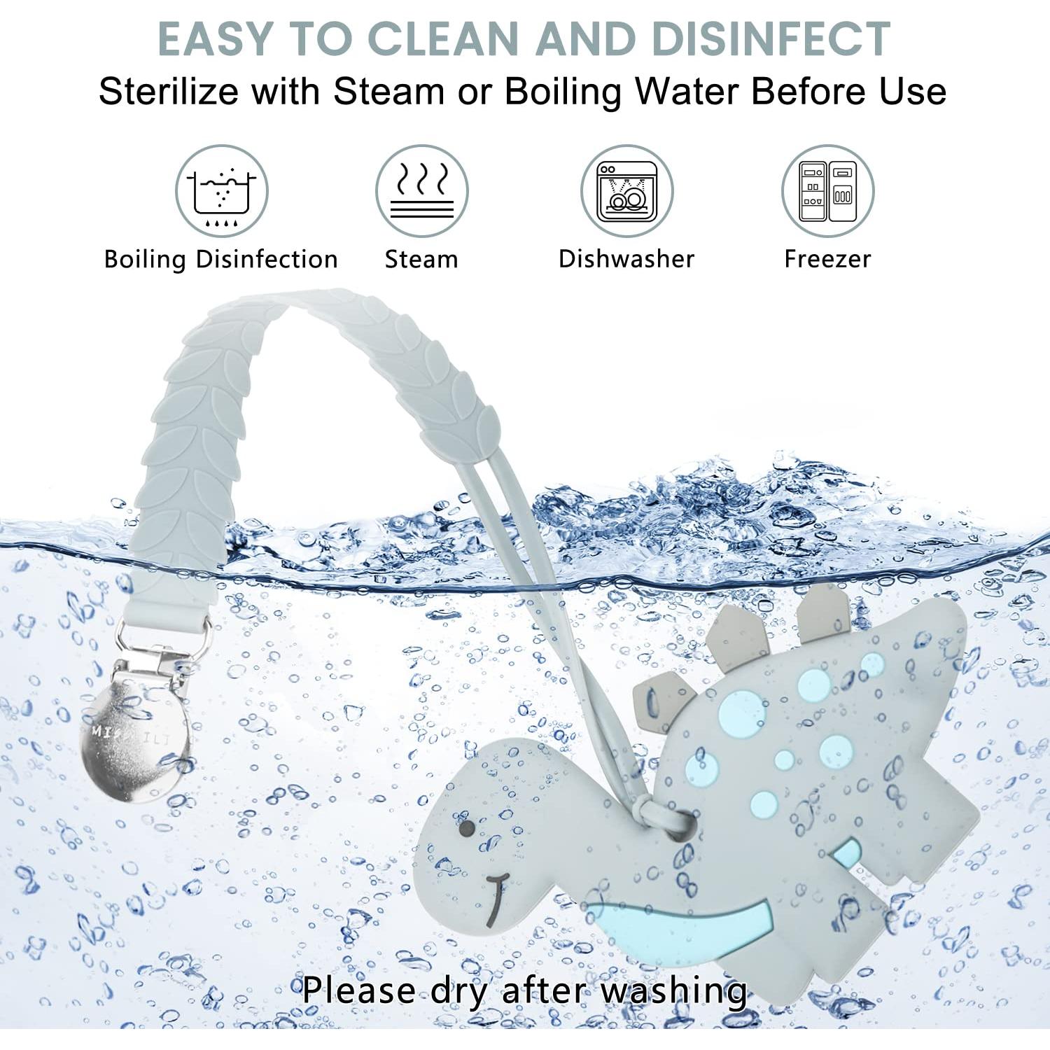 Mordedor de Silicona para Bebés MISSLILI Dinosaurio Gris