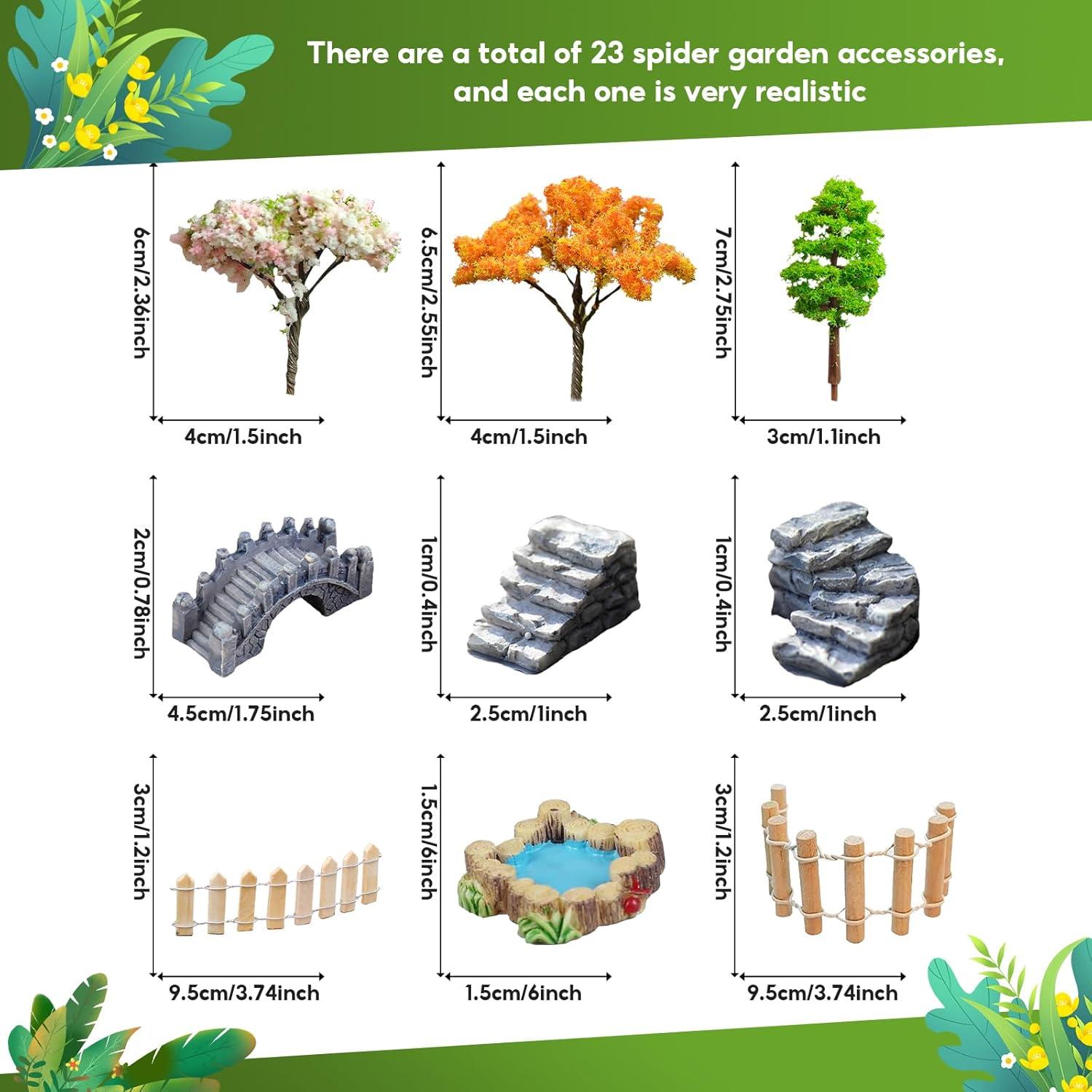 23 Piezas Miniaturas Jardín Hadas Julang Decoraciones Arañas