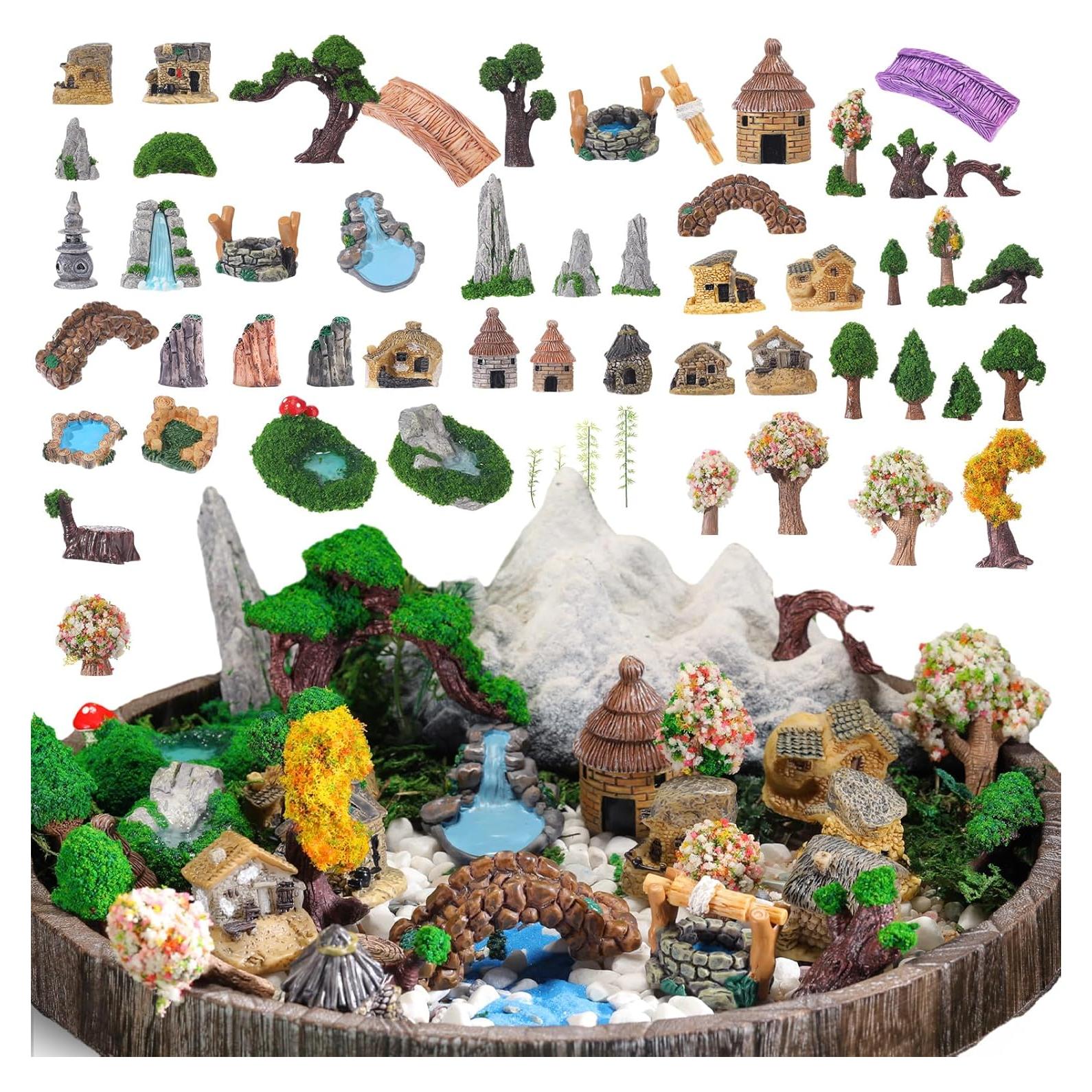 Set Miniaturas Jardín 58 Piezas Canlierr para Decoración DIY