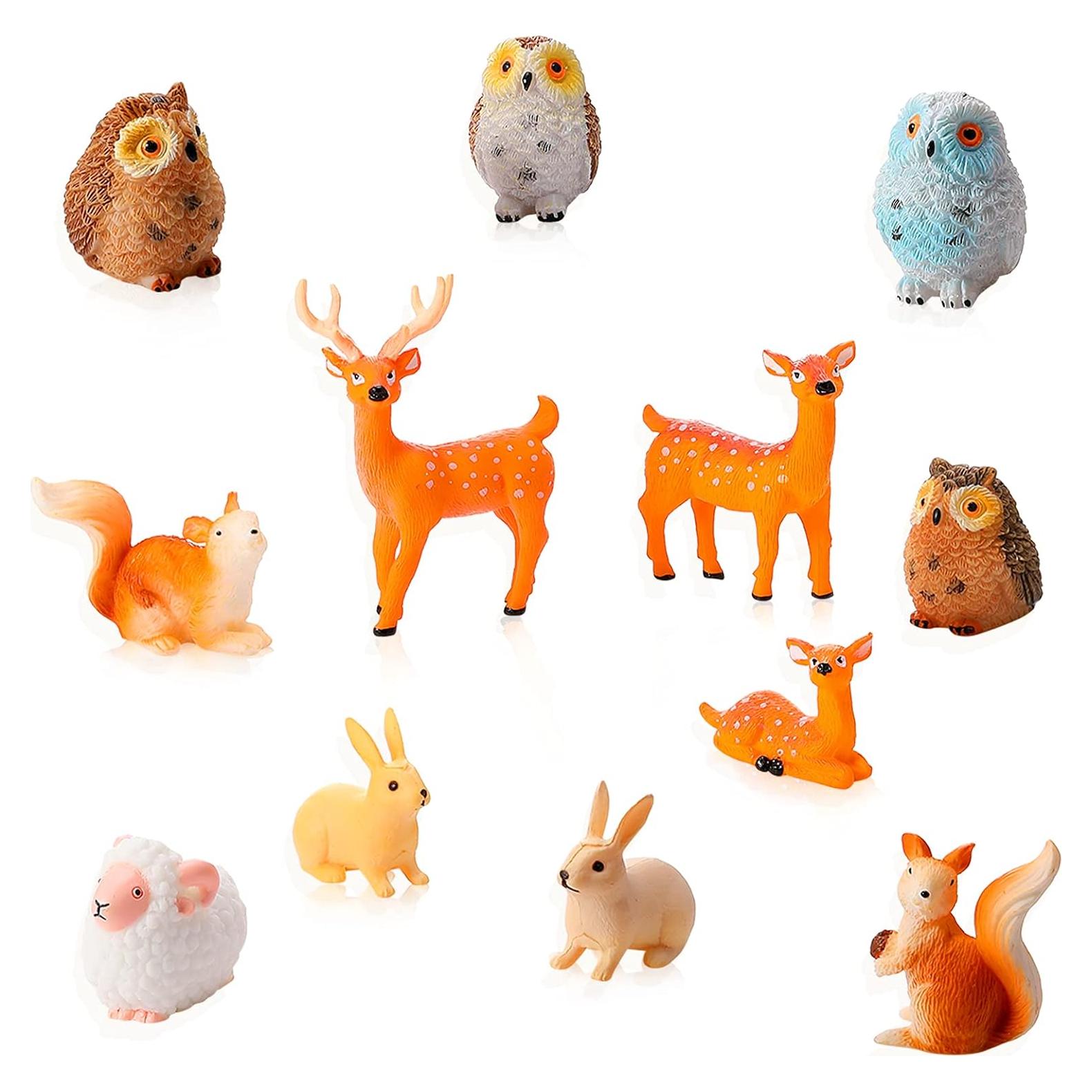 Juego de 12 Mini Animales de Jardín Skylety para Casa de Hadas