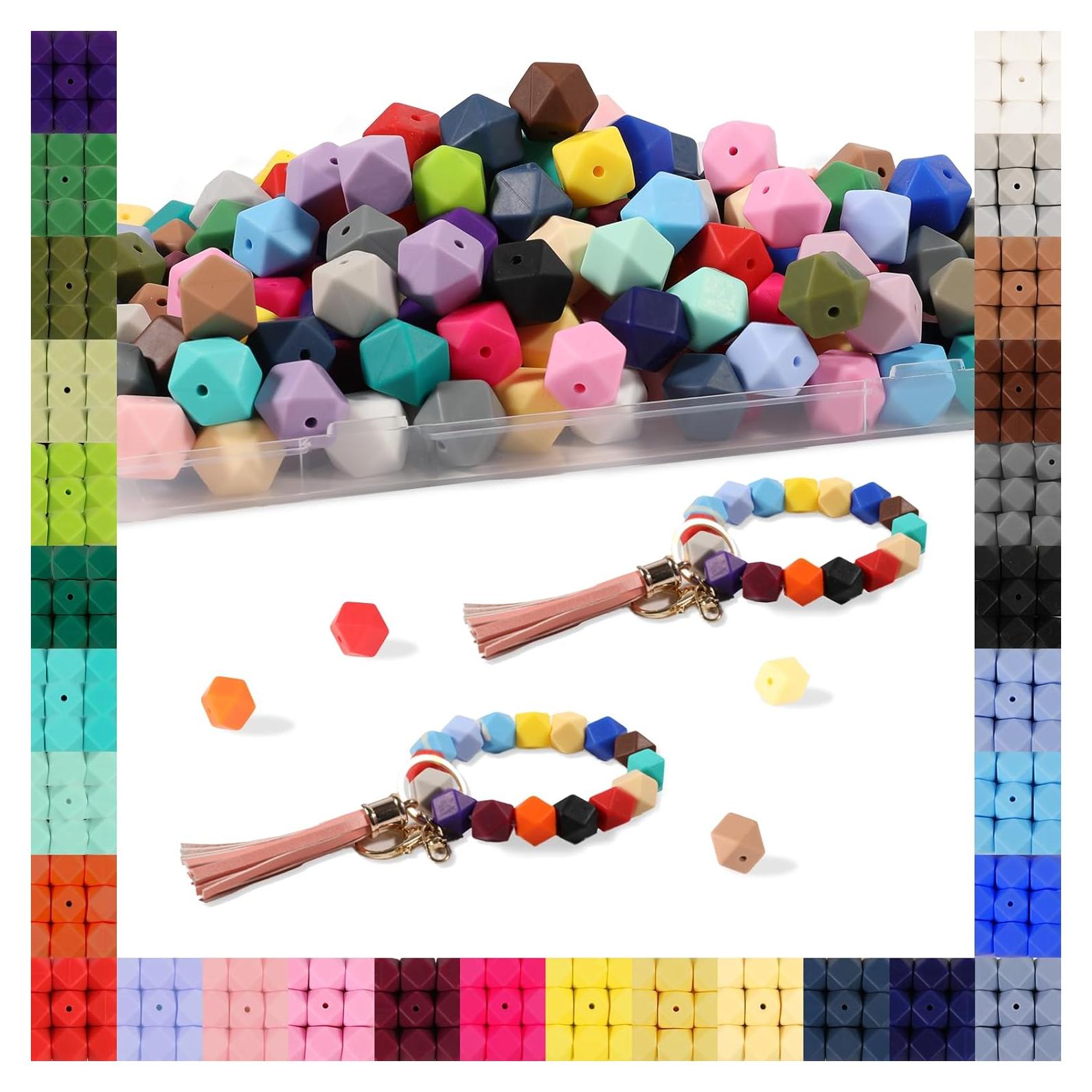 90 Perlas de Silicona Hexagonales Aoughthee 14mm Multicolor