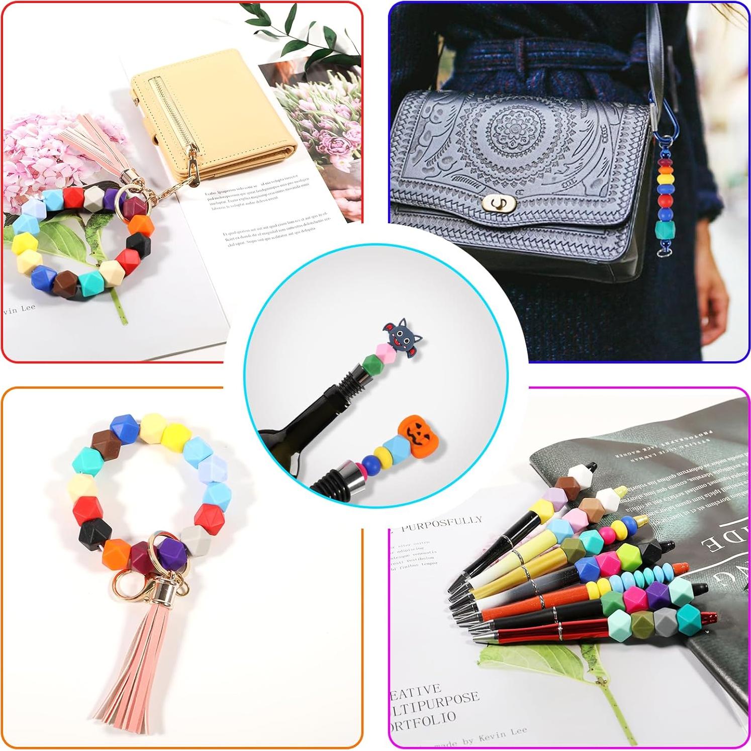 90 Perlas de Silicona Hexagonales Aoughthee 14mm Multicolor