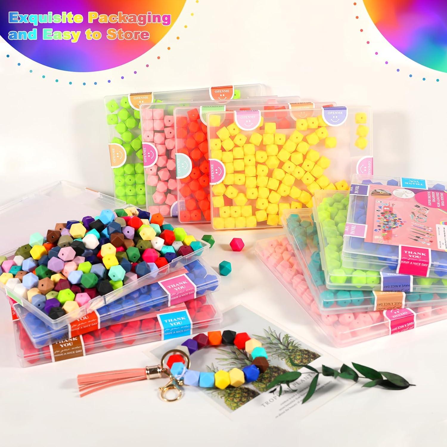 90 Perlas de Silicona Hexagonales Aoughthee 14mm Multicolor