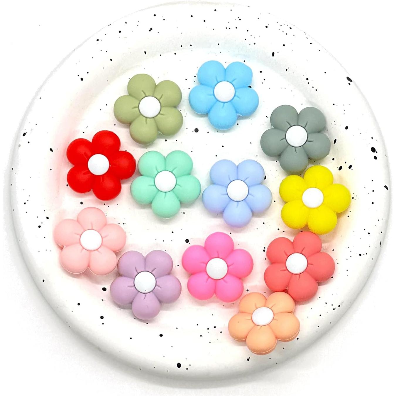 12 Perlas de Silicona Flores Margarita HIZEMLK para Manualidades