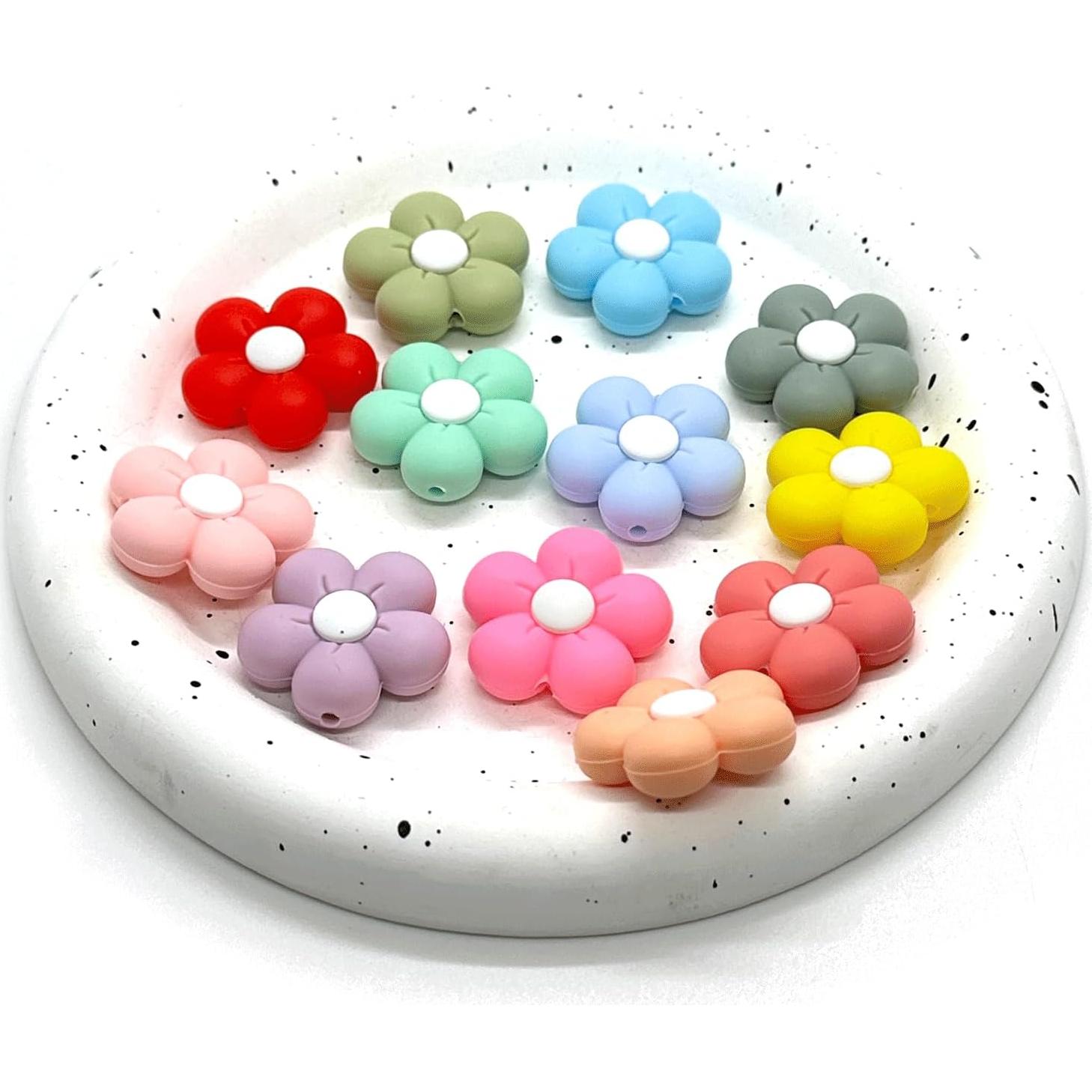 12 Perlas de Silicona Flores Margarita HIZEMLK para Manualidades