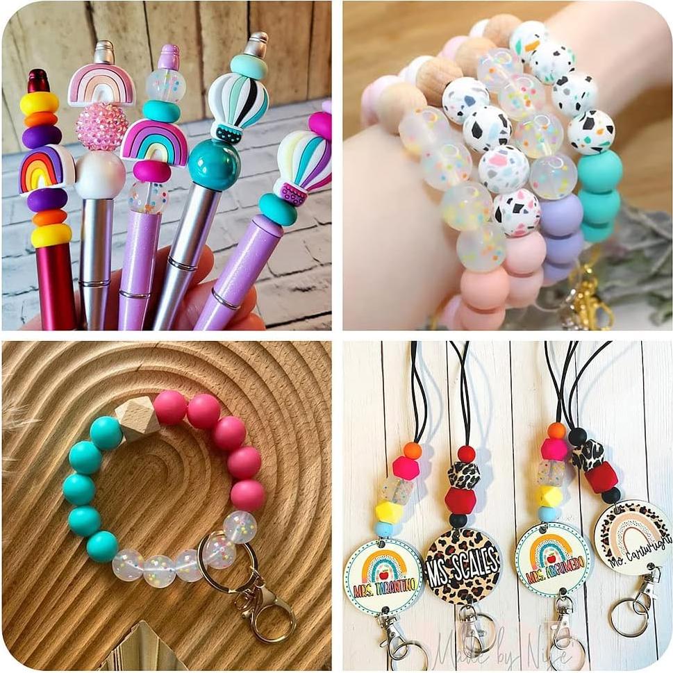 20 Perlas de Silicona Transparente con Confeti PH PandaHall 15mm