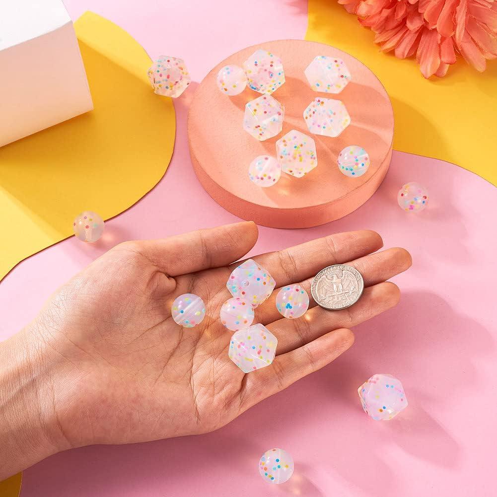 20 Perlas de Silicona Transparente con Confeti PH PandaHall 15mm