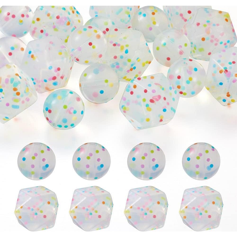 20 Perlas de Silicona Transparente con Confeti PH PandaHall 15mm
