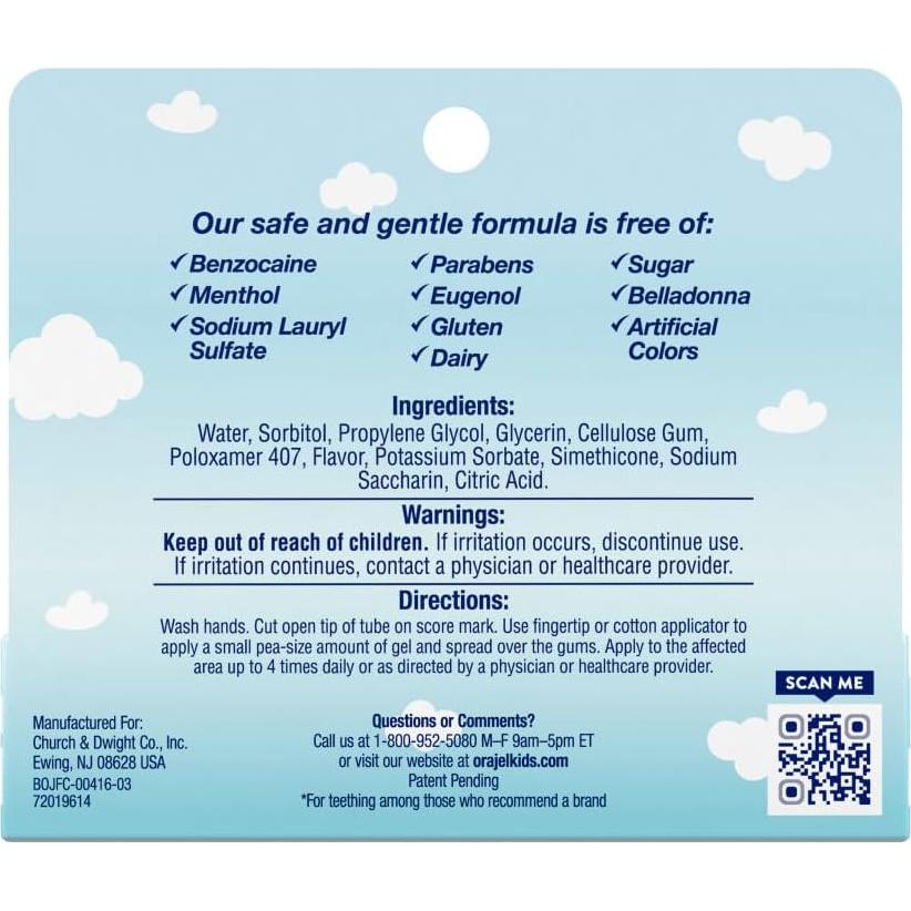 Gel Refrescante para Bebés Orajel 9.4g Sin Medicamentos