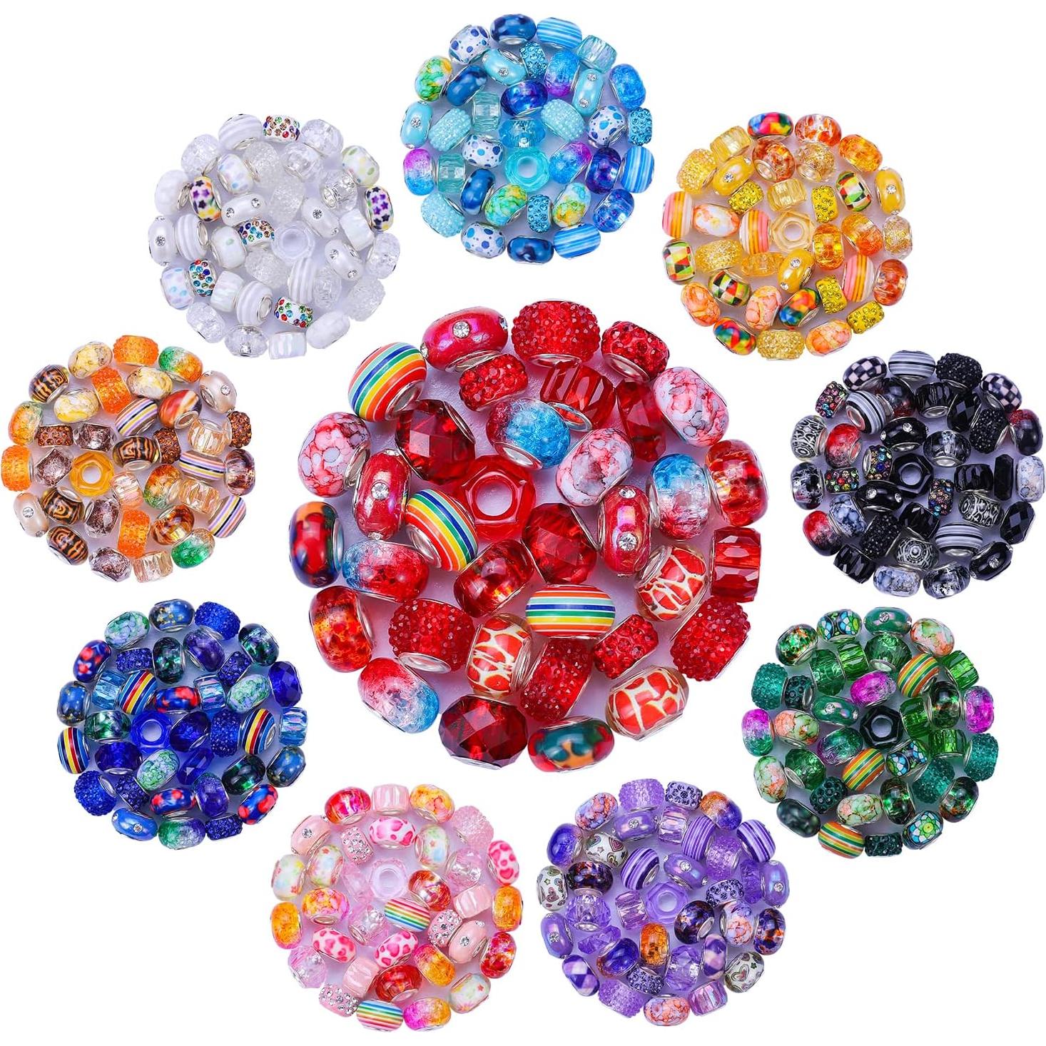 240 Piezas Cuentas Europeas AIPRIDY para Joyería DIY