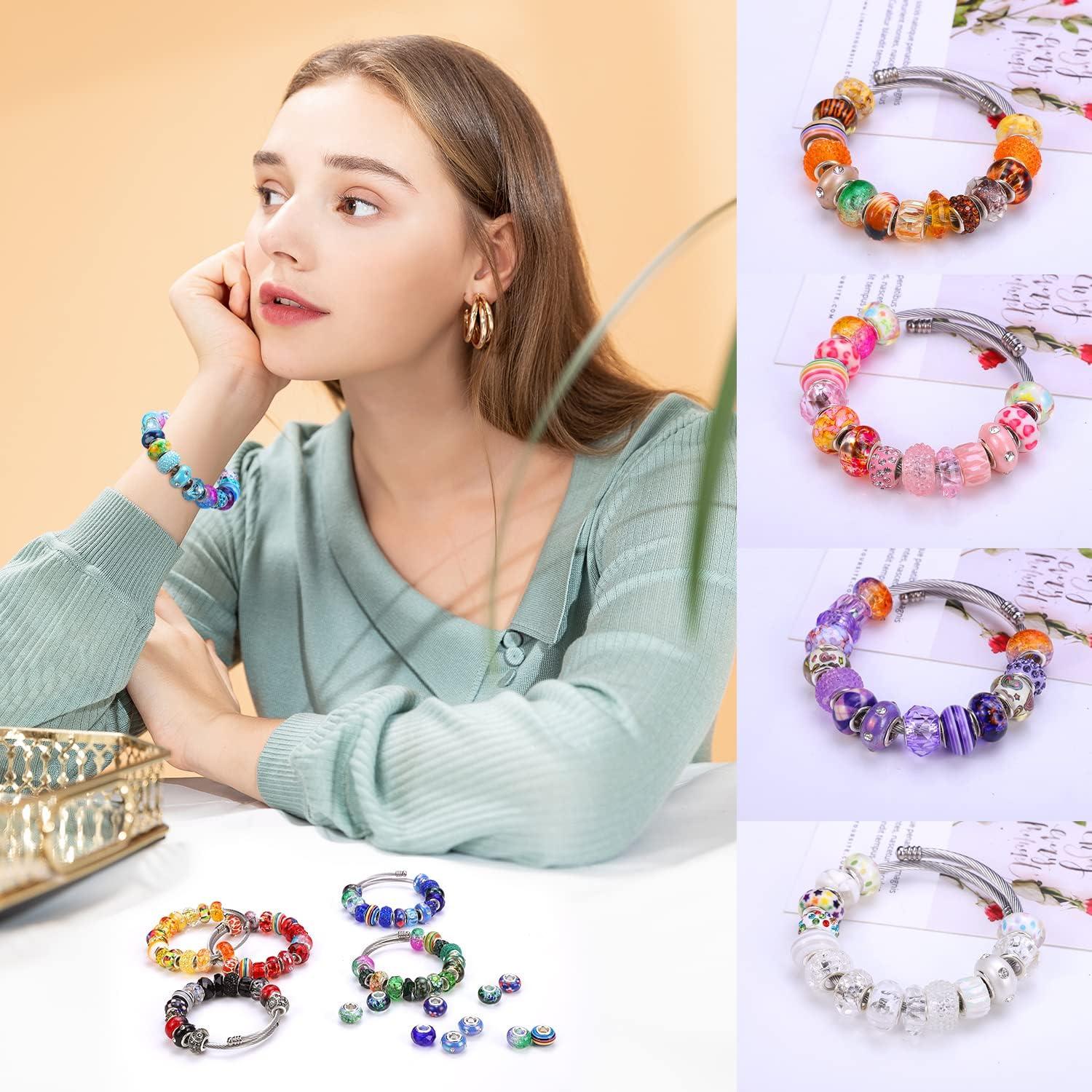 240 Piezas Cuentas Europeas AIPRIDY para Joyería DIY