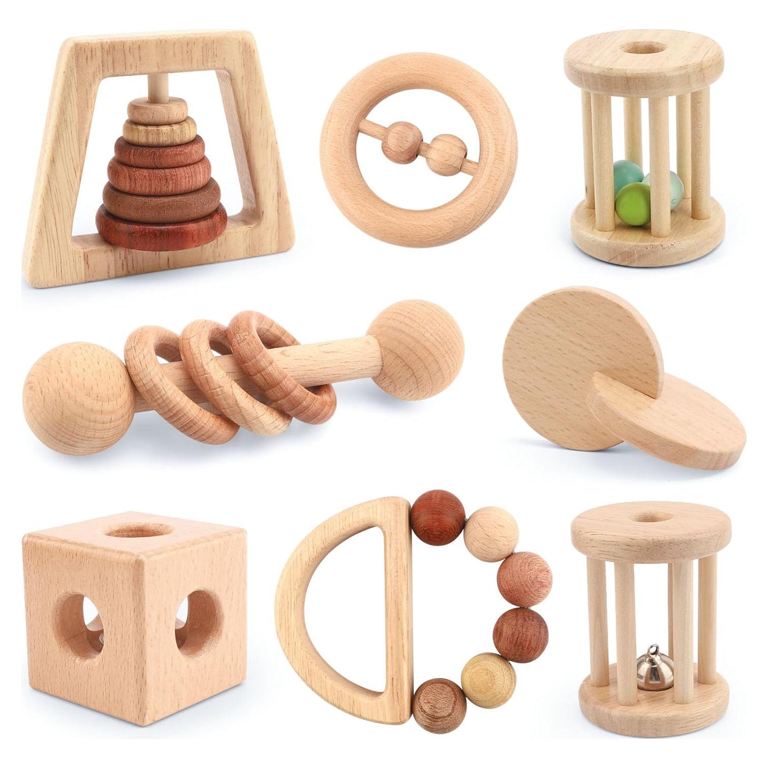 Set de Juguetes de Madera Montessori SZMODEX 8 Piezas Bebés