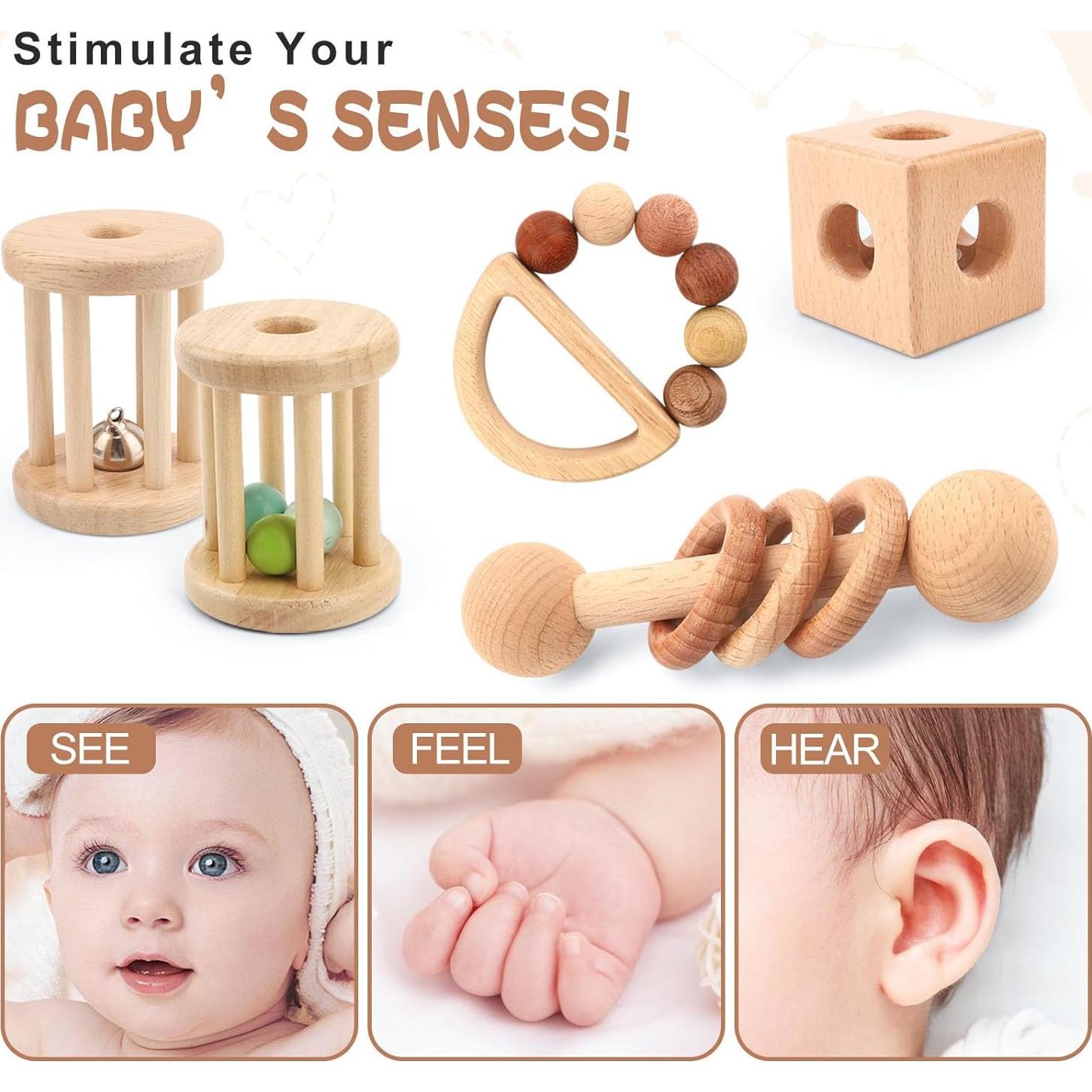 Set de Juguetes de Madera Montessori SZMODEX 8 Piezas Bebés