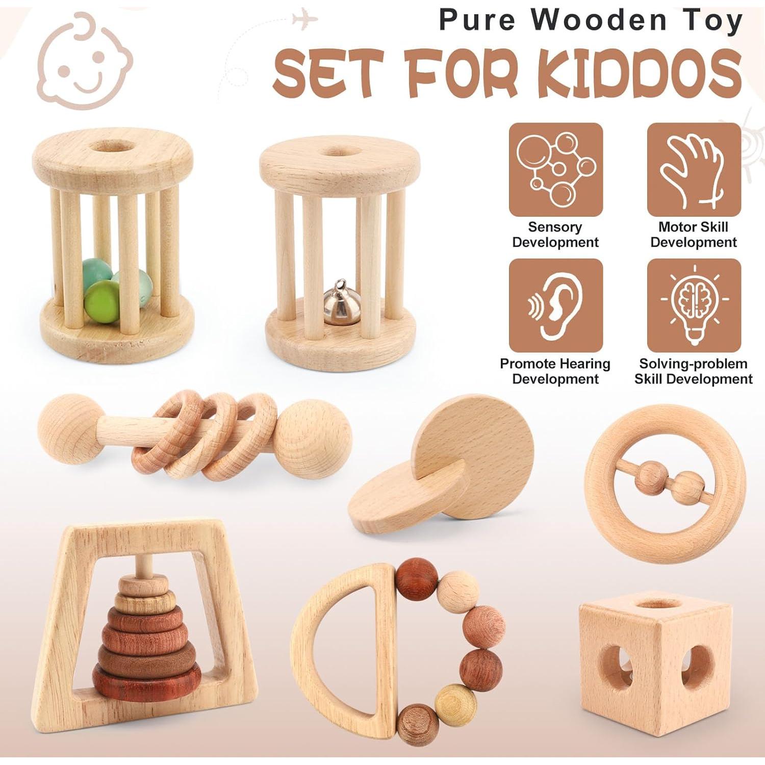 Set de Juguetes de Madera Montessori SZMODEX 8 Piezas Bebés