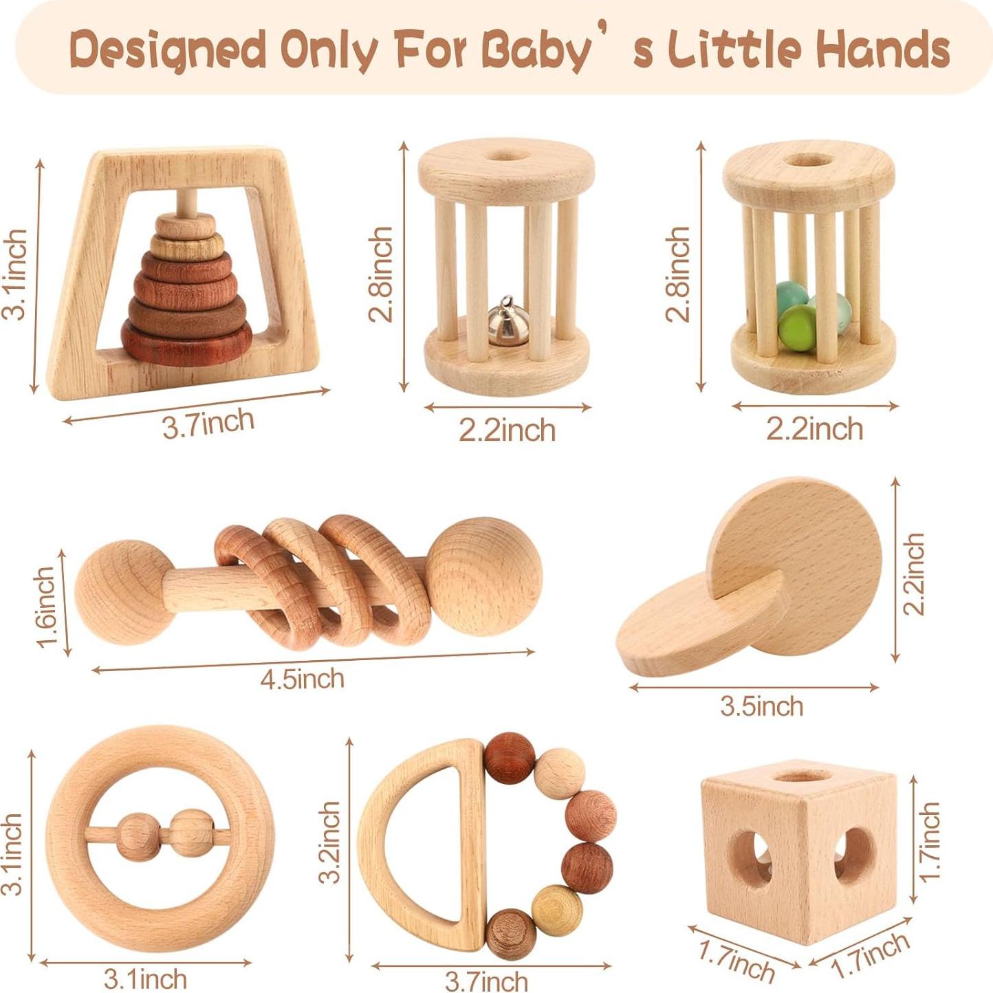 Set de Juguetes de Madera Montessori SZMODEX 8 Piezas Bebés