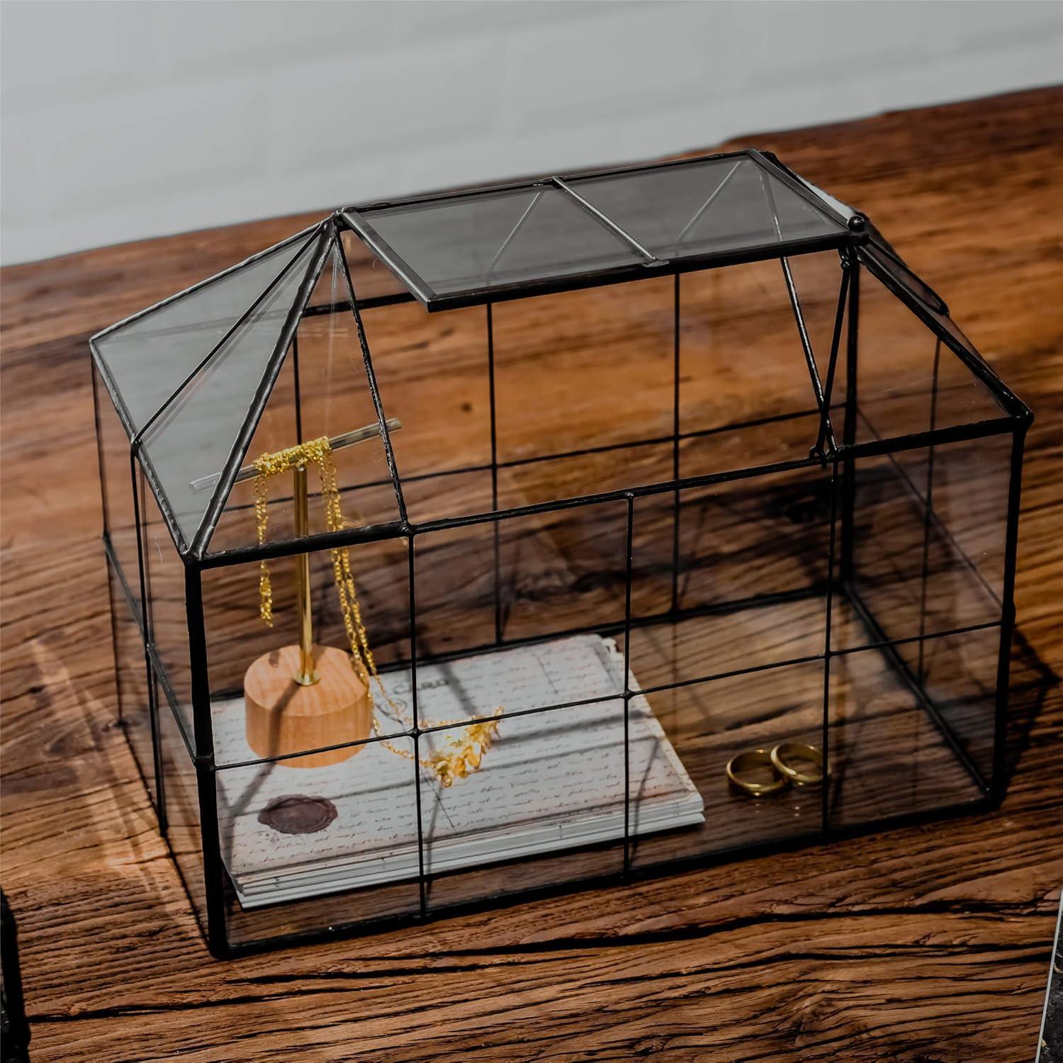 Terrario Geométrico de Vidrio NCYP con Tapa Oscilante 25x13.5x20cm