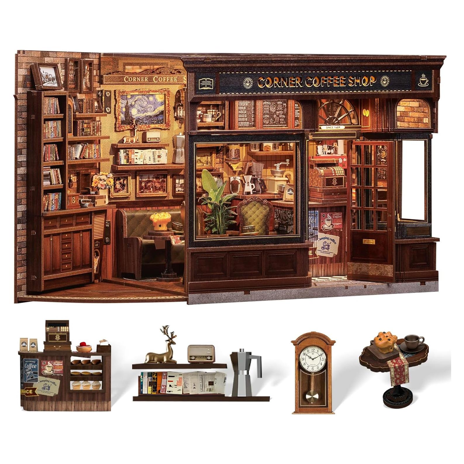 Kit de Rincón de Libros Cutefun - Cafetería en Esquina DIY