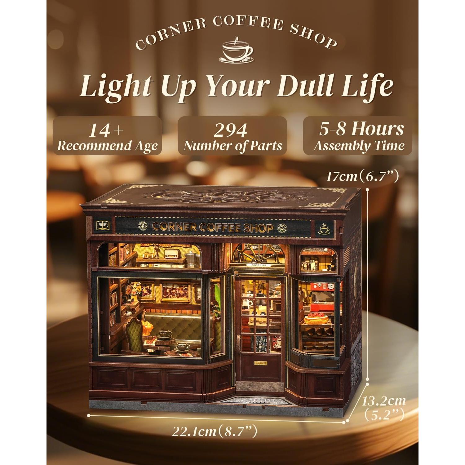 Kit de Rincón de Libros Cutefun - Cafetería en Esquina DIY