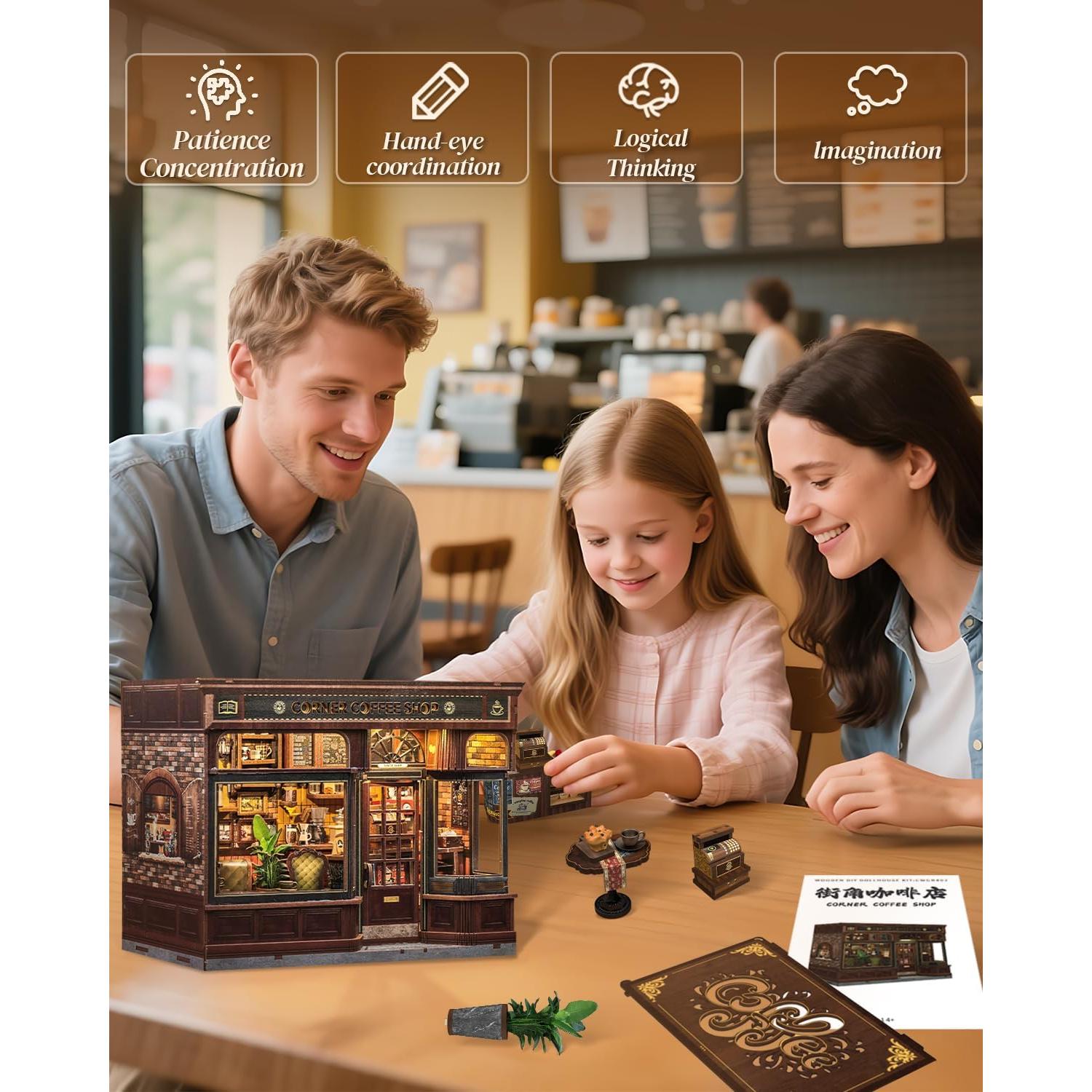 Kit de Rincón de Libros Cutefun - Cafetería en Esquina DIY