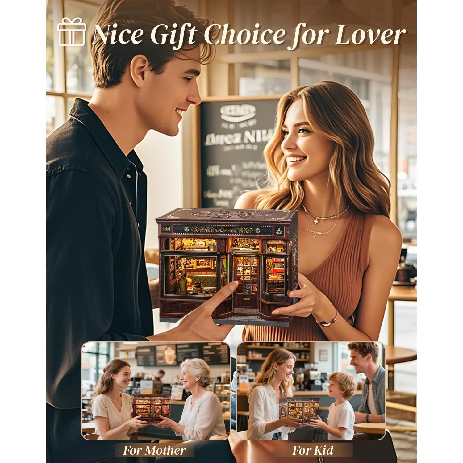 Kit de Rincón de Libros Cutefun - Cafetería en Esquina DIY