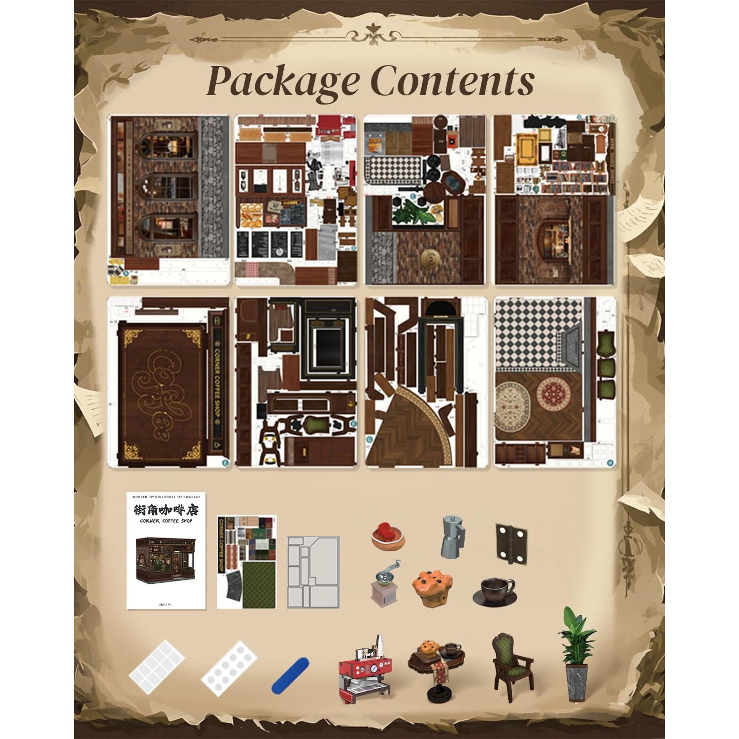 Kit de Rincón de Libros Cutefun - Cafetería en Esquina DIY