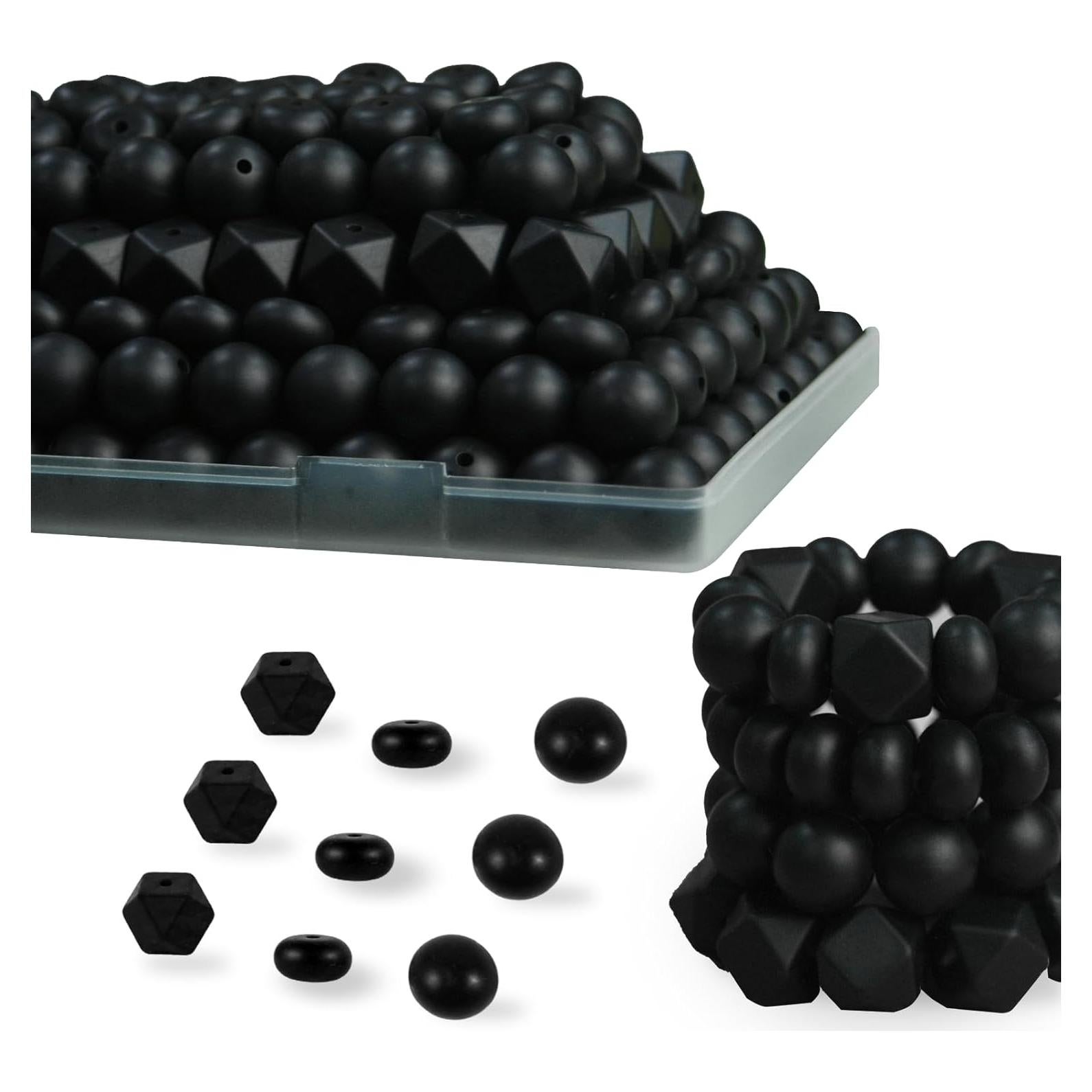 150 Perlas de Silicona Aoughthee - 15mm Redondas, Hexagonales y Oblatas