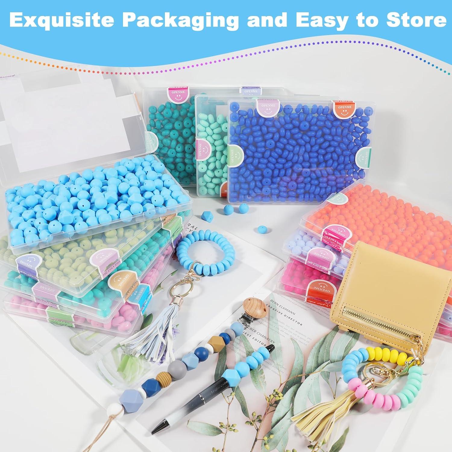 150 Perlas de Silicona Aoughthee - 15mm Redondas, Hexagonales y Oblatas