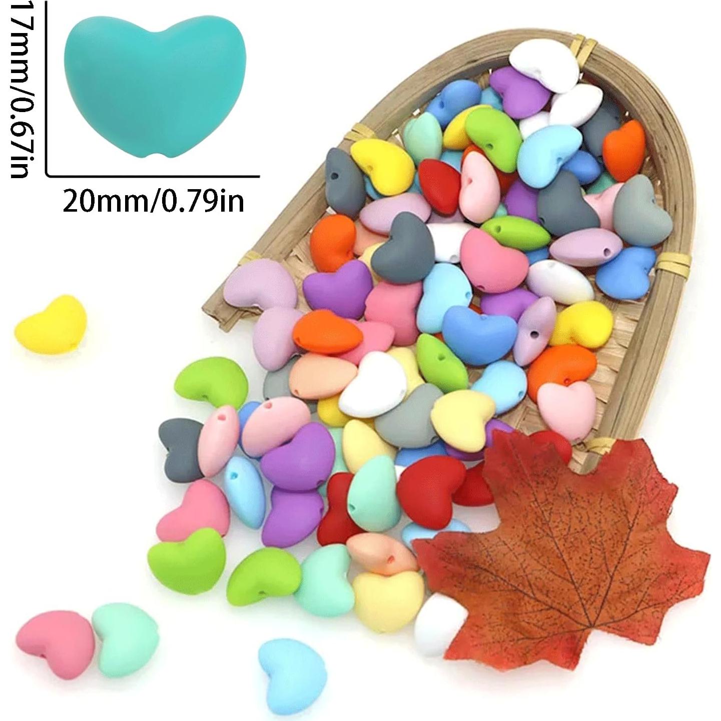 40 Perlas de Silicona Corazón Qusmeiyici Multicolor para Manualidades