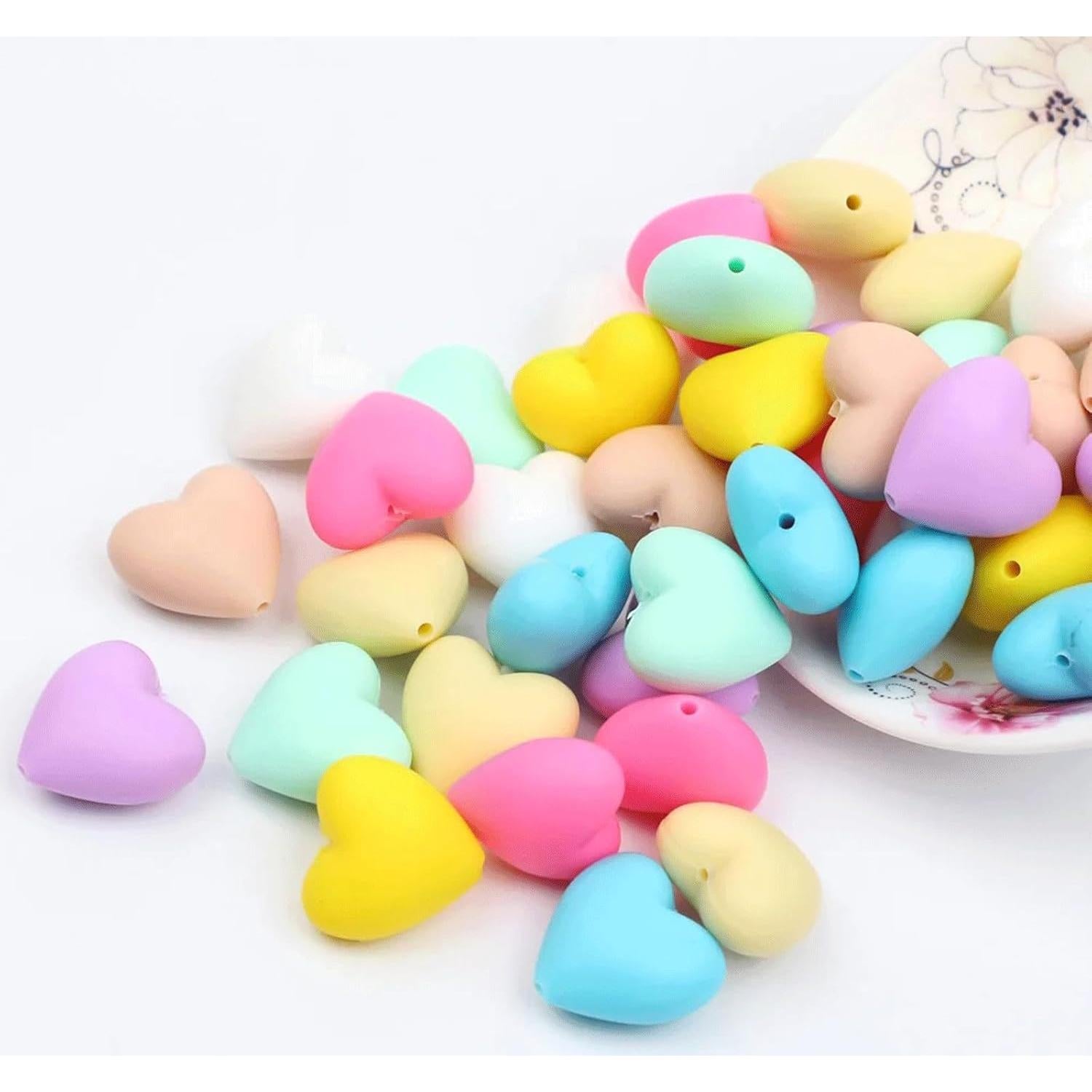 40 Perlas de Silicona Corazón Qusmeiyici Multicolor para Manualidades