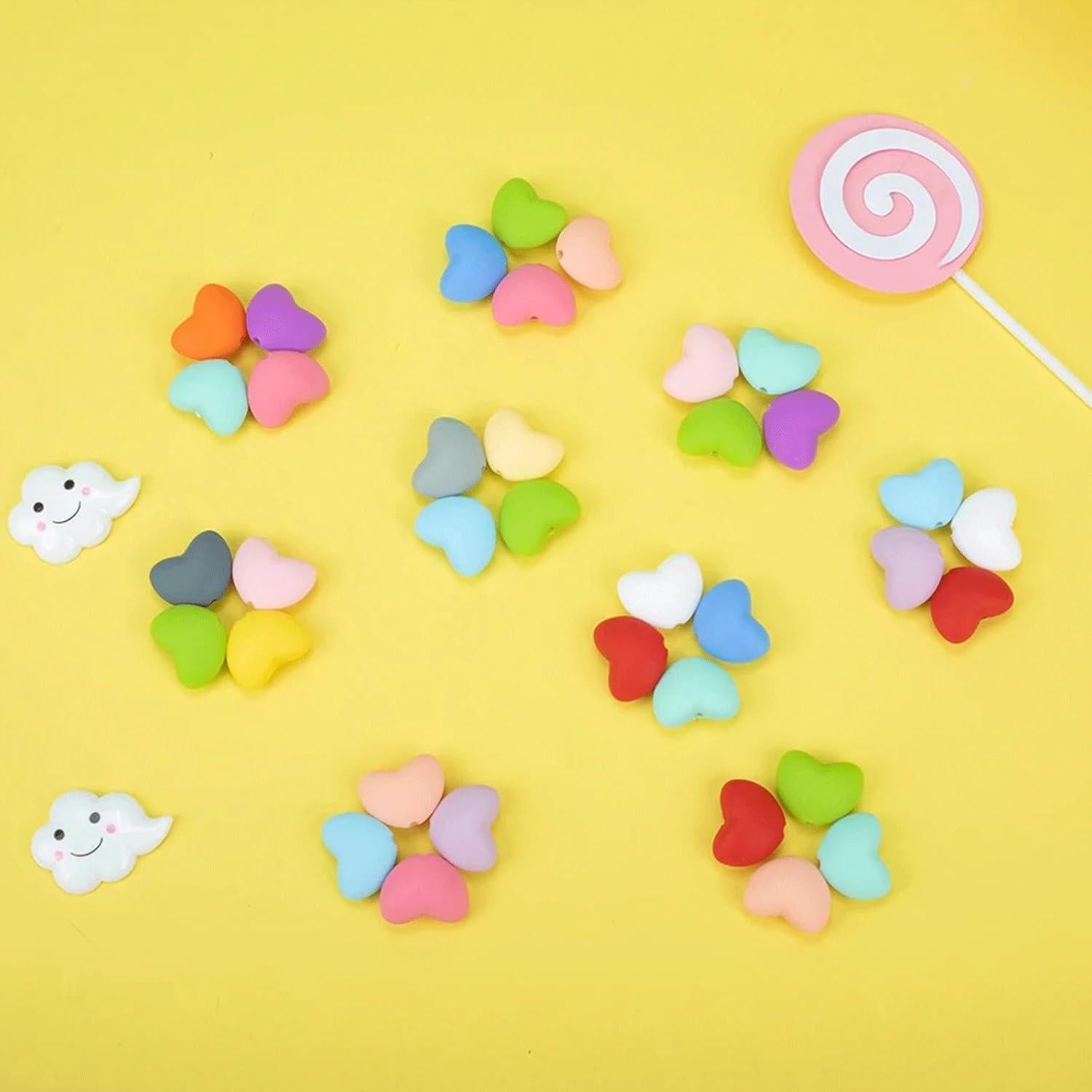 40 Perlas de Silicona Corazón Qusmeiyici Multicolor para Manualidades