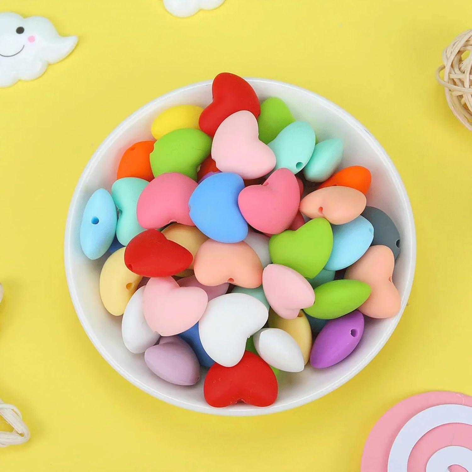 40 Perlas de Silicona Corazón Qusmeiyici Multicolor para Manualidades