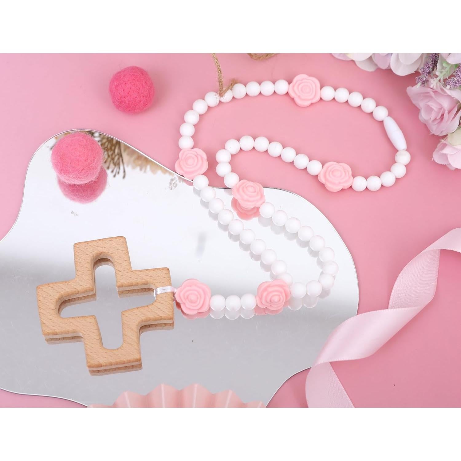 Rosario de Silicona WAOUH con Cruz - Regalo Bautizo Niños