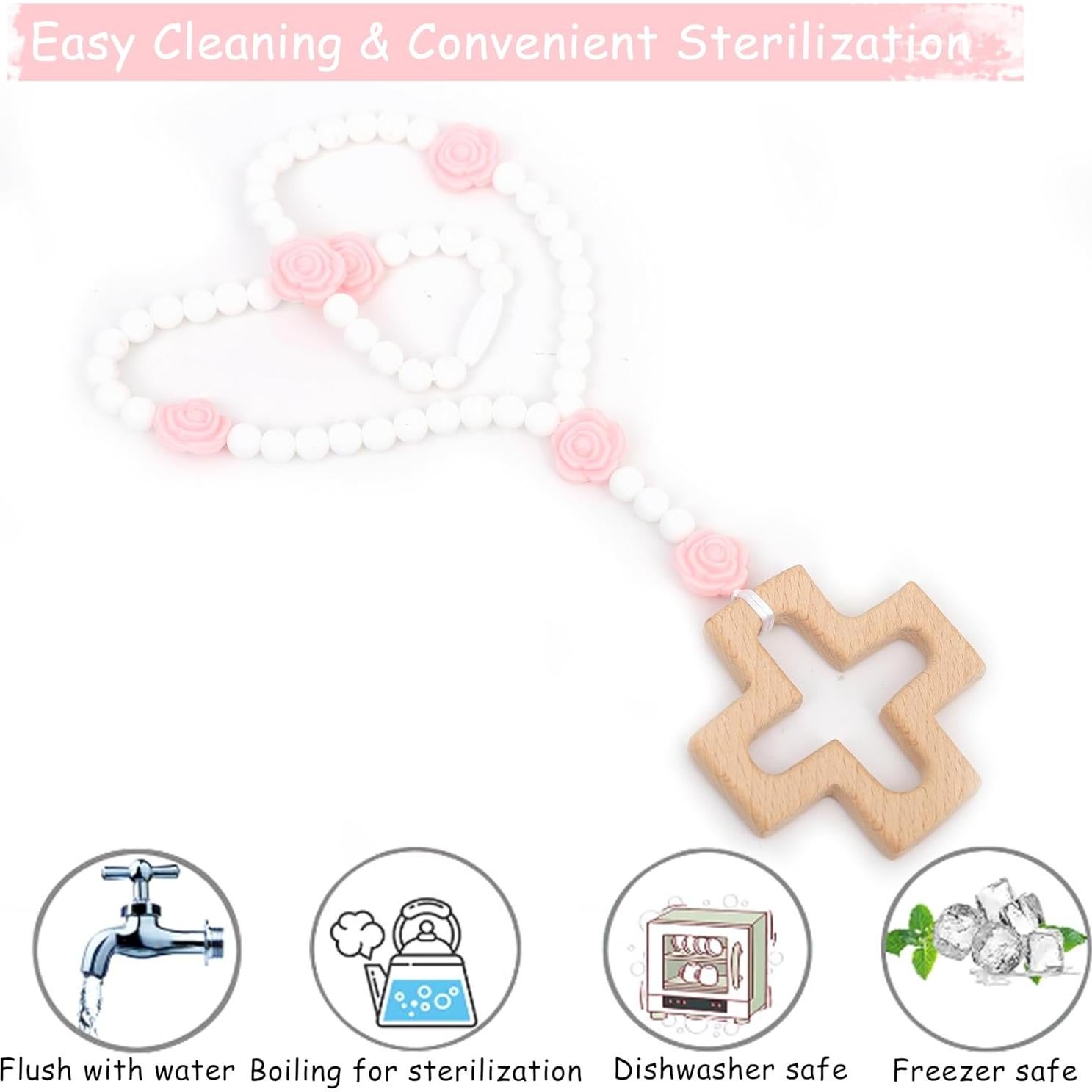 Rosario de Silicona WAOUH con Cruz - Regalo Bautizo Niños