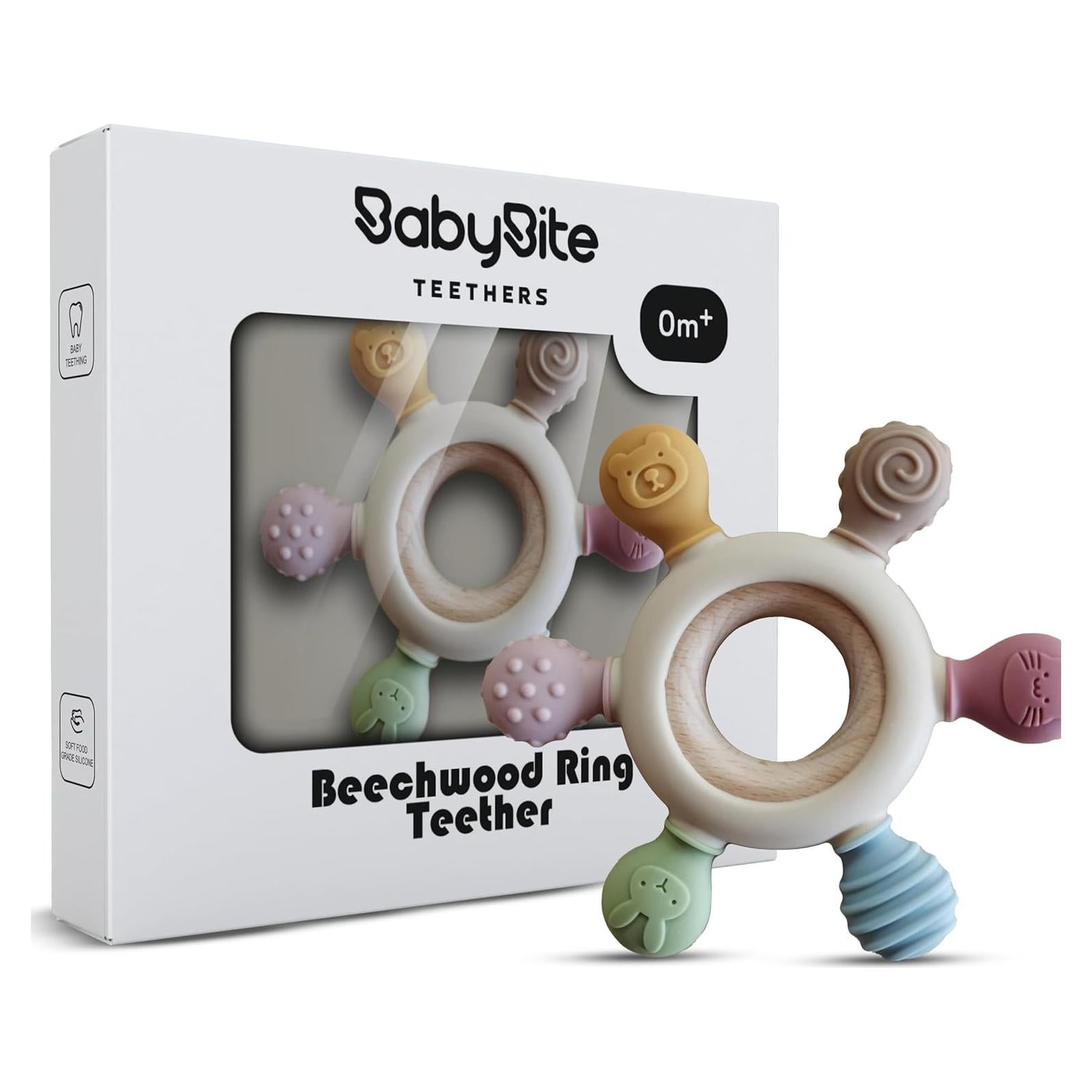 Mordedor de Silicona y Madera BabyBite para Bebé 100% Libre de BPA
