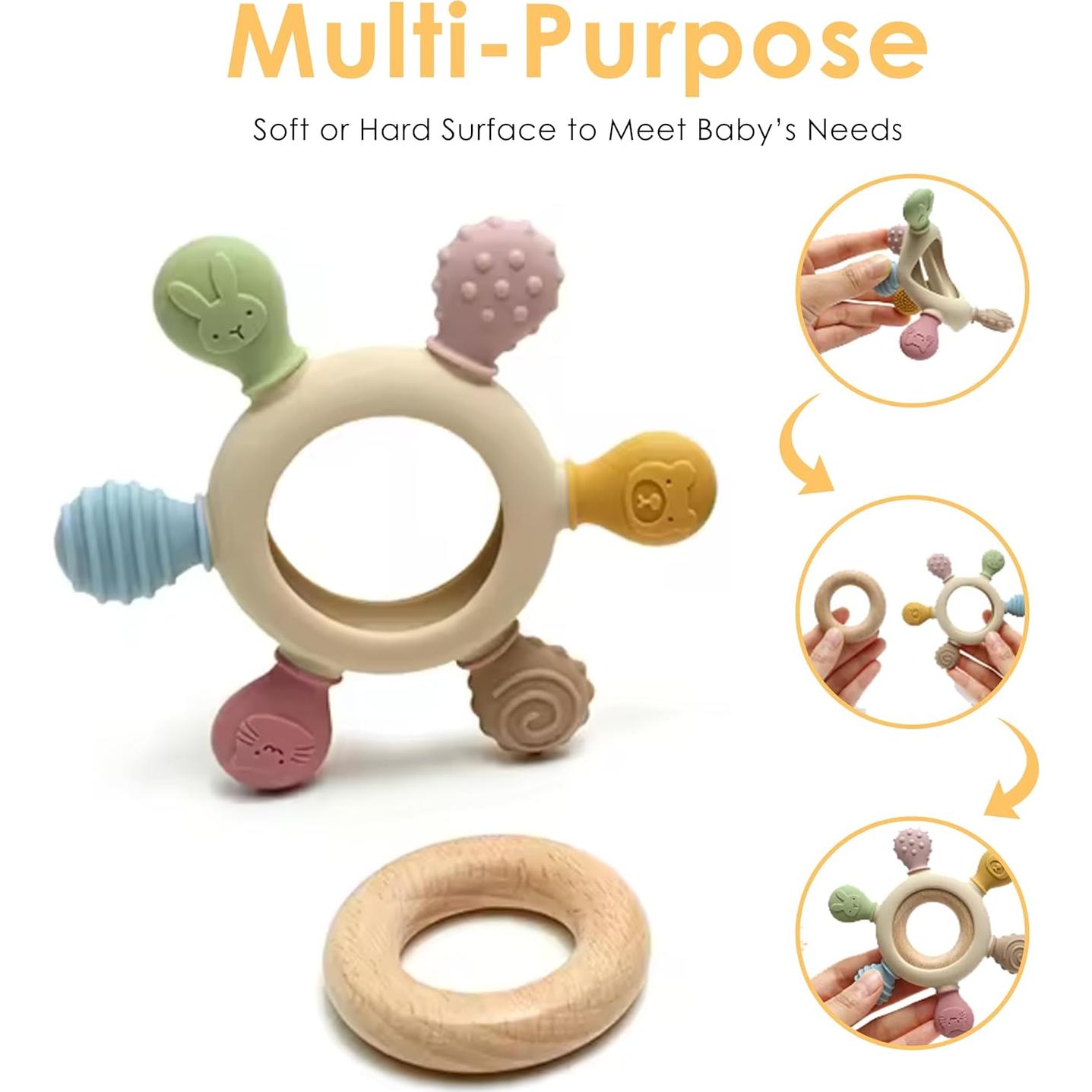 Mordedor de Silicona y Madera BabyBite para Bebé 100% Libre de BPA