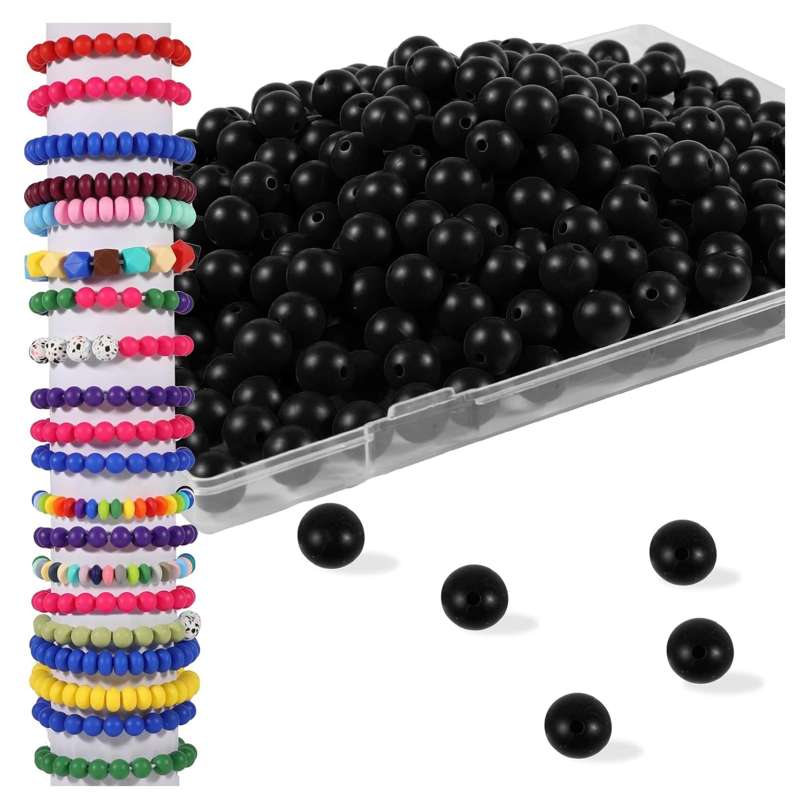 200 Perlas de Silicona Redondas 12mm Aoughthee Color Negro