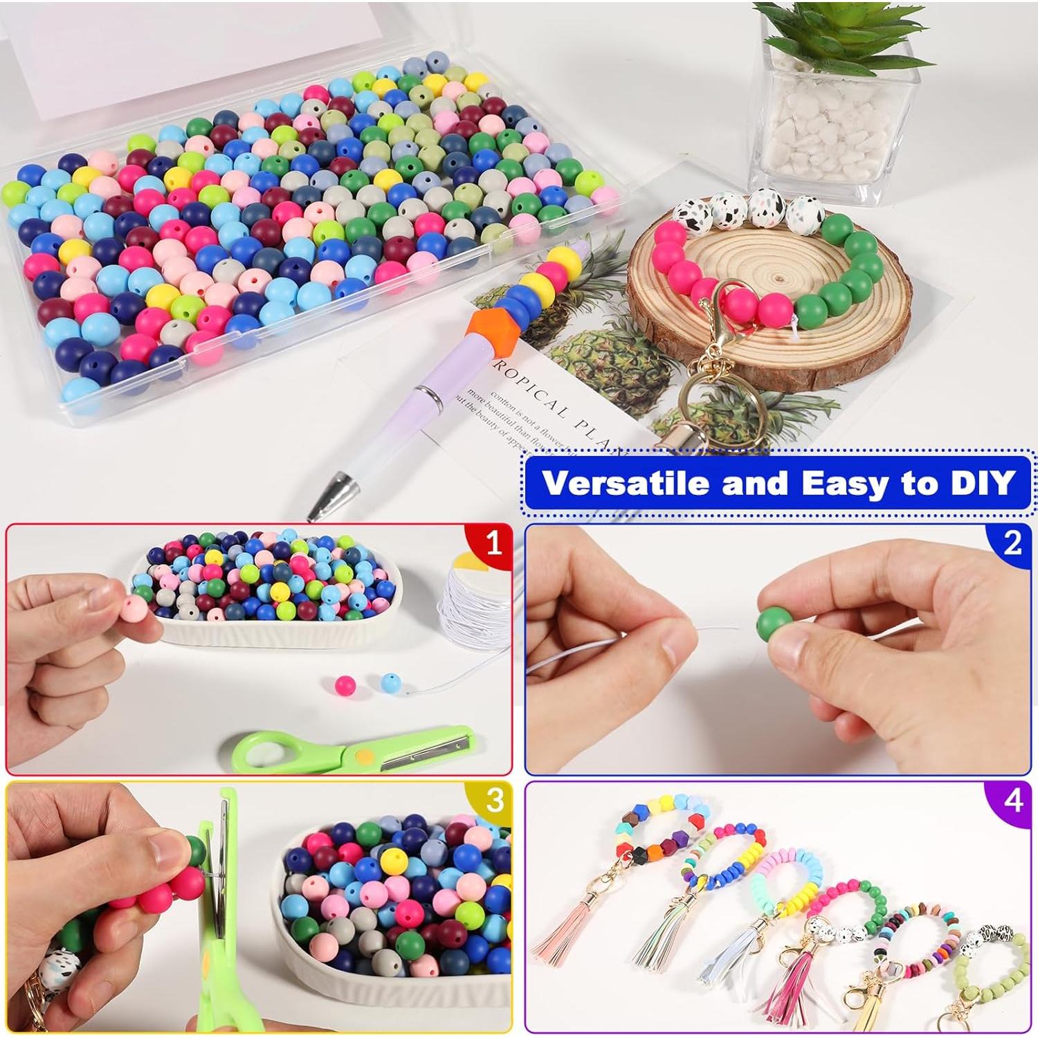 200 Perlas de Silicona Redondas 12mm Aoughthee Color Negro