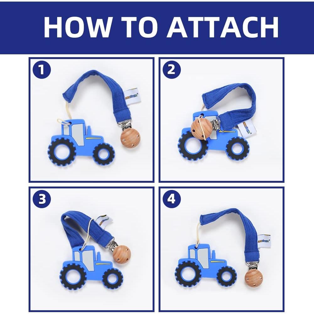 Mordedor de Silicona Alimentaria Tractor AmazingM - Azul