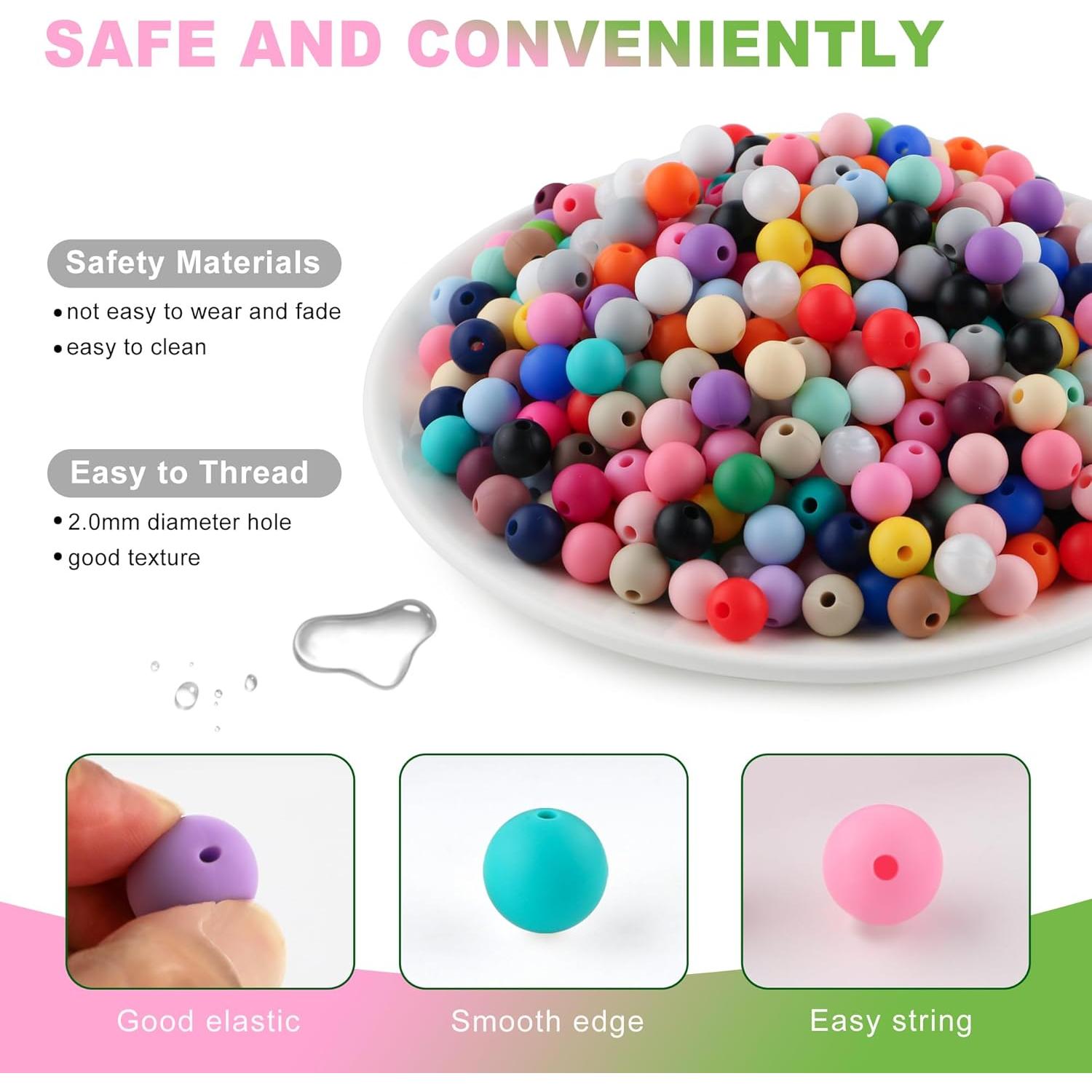 270 Perlas de Silicona Redondas 9mm HHCFAST Multicolor