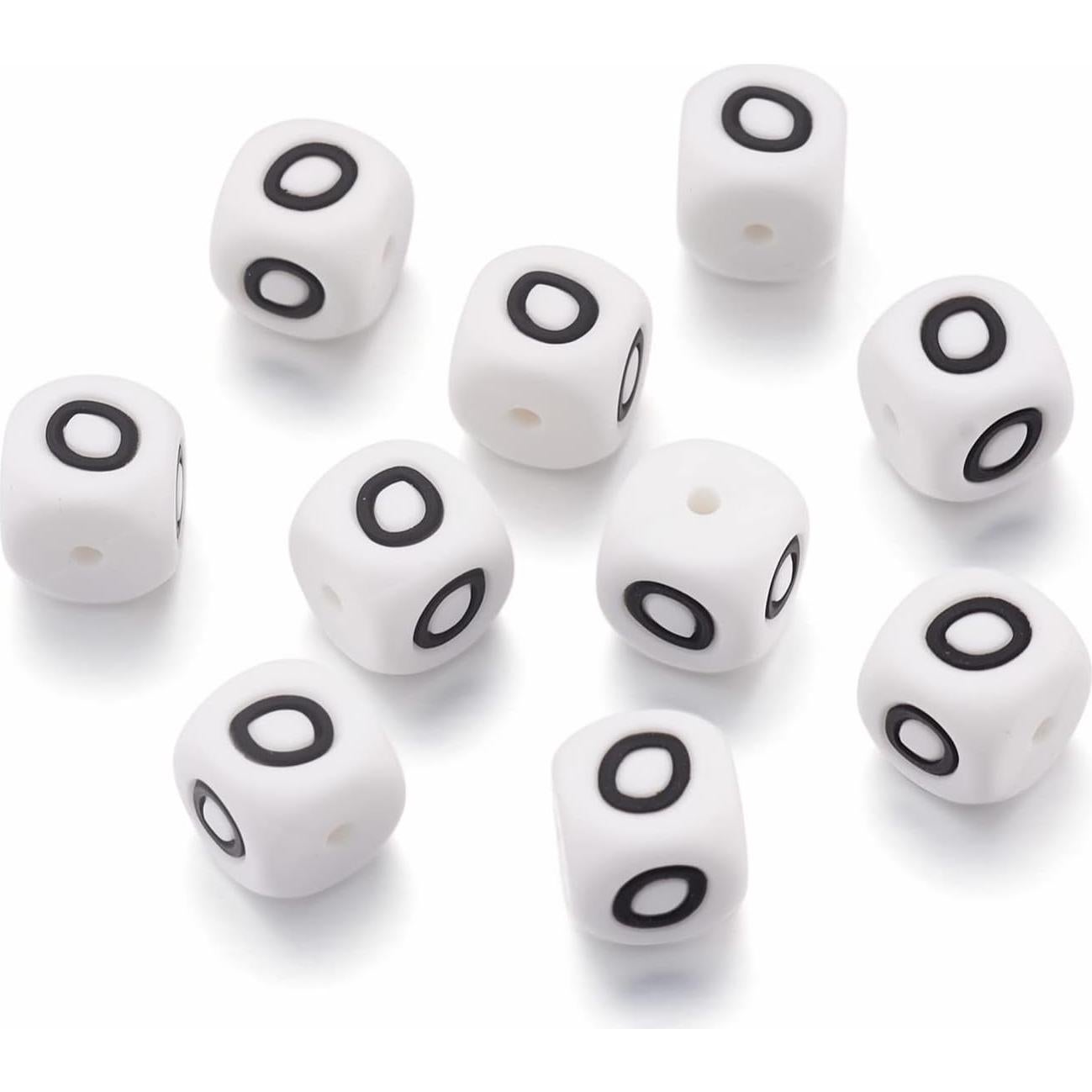 Perlas de Silicona Letras Blancas Crafans 100Pcs 12mm