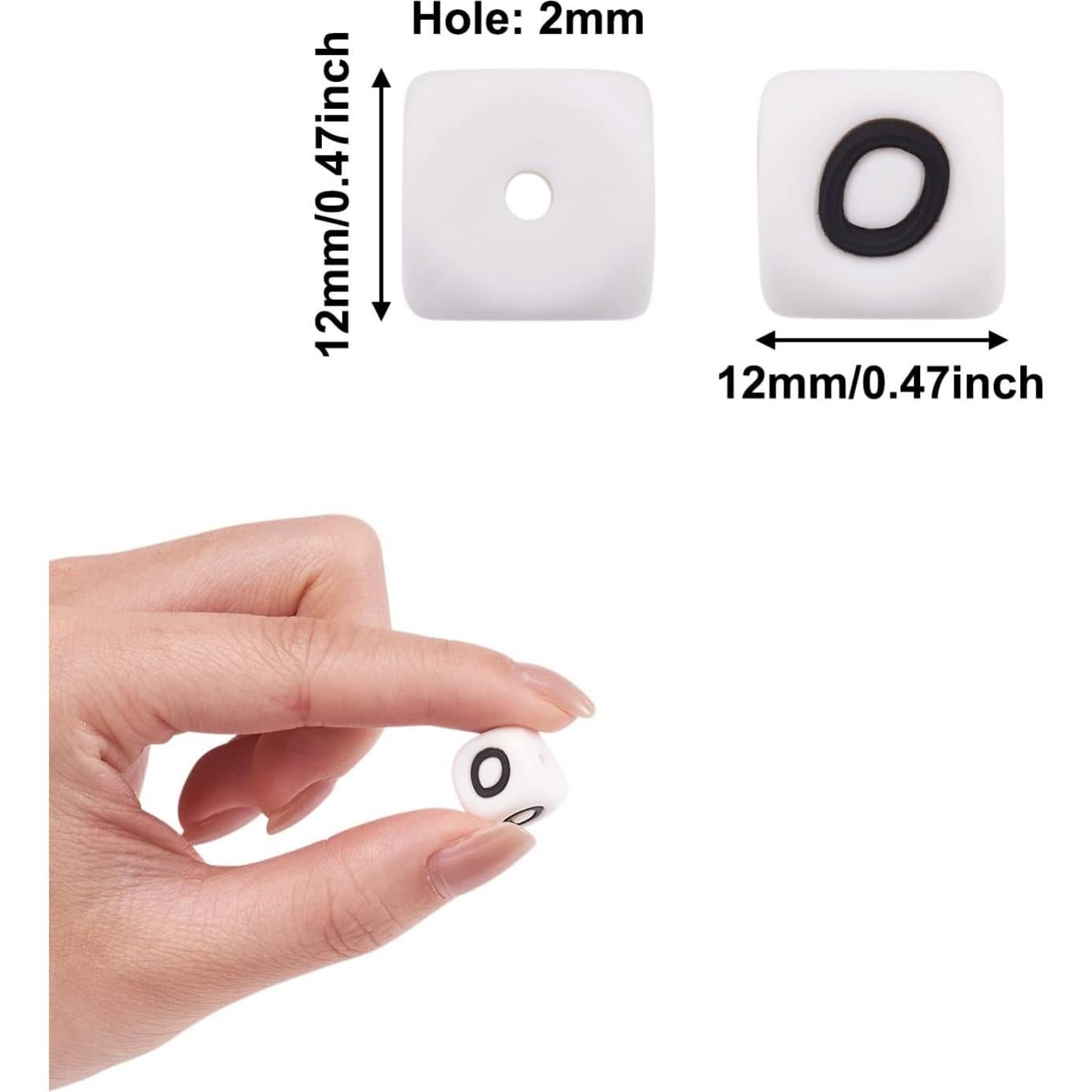 Perlas de Silicona Letras Blancas Crafans 100Pcs 12mm