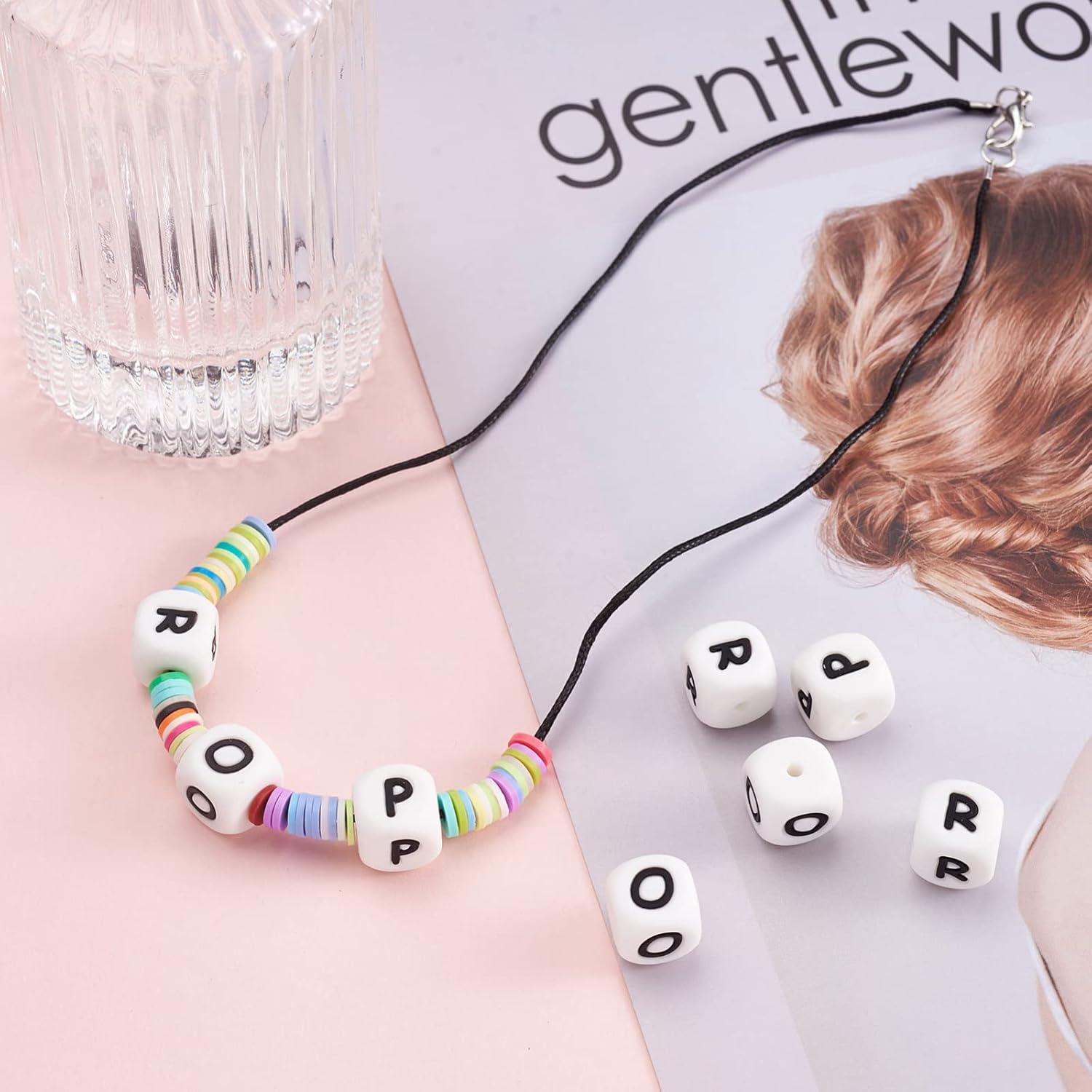 Perlas de Silicona Letras Blancas Crafans 100Pcs 12mm