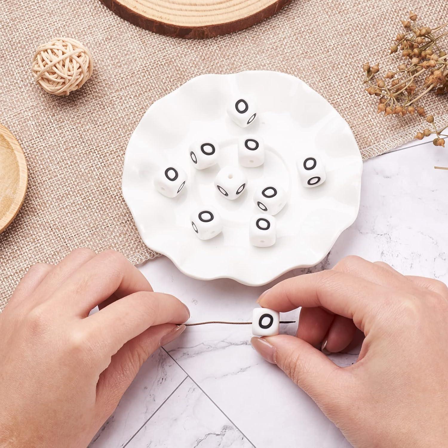 Perlas de Silicona Letras Blancas Crafans 100Pcs 12mm