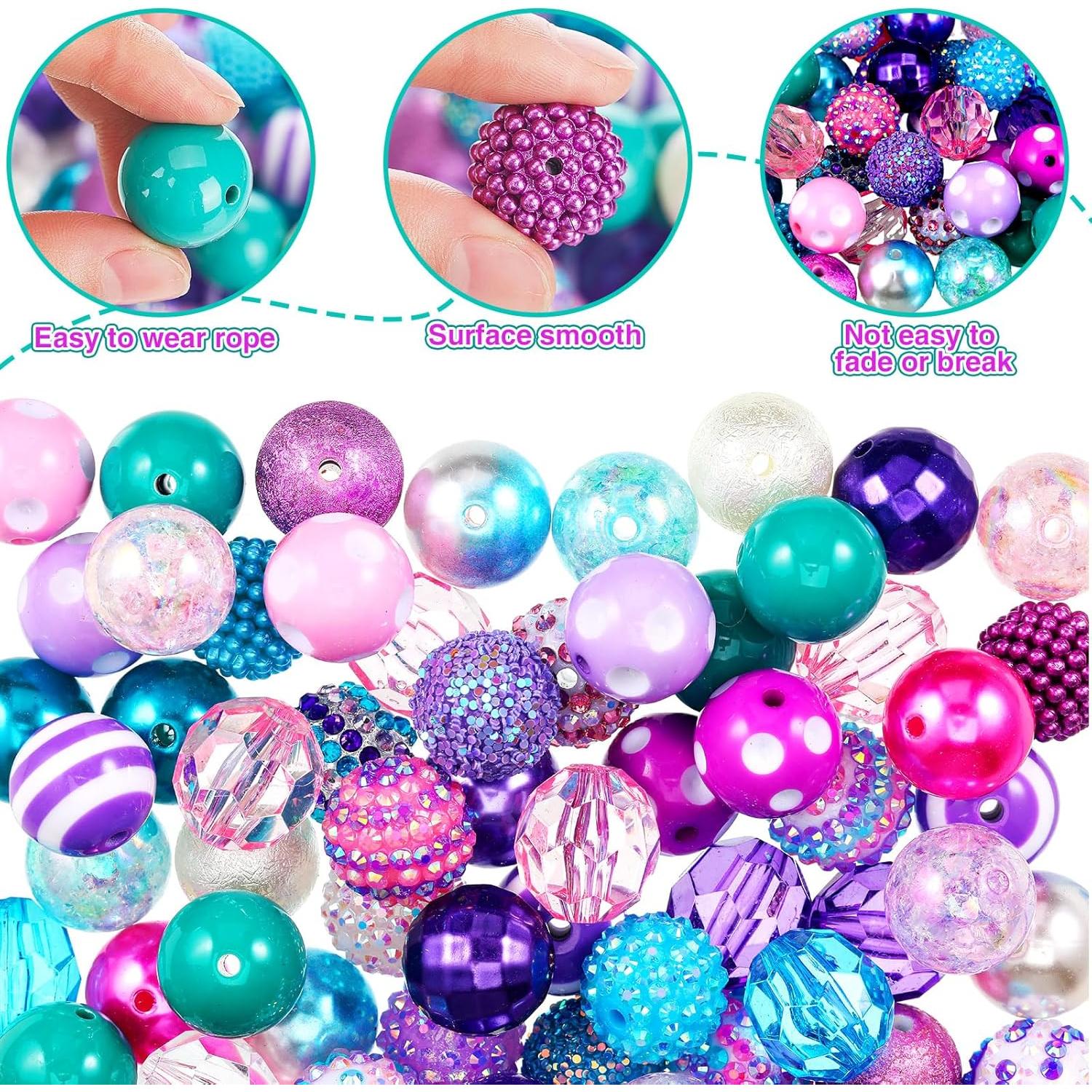 Cuentas de Chicle Coloridas Zeyune 100 Pcs 20mm para Manualidades