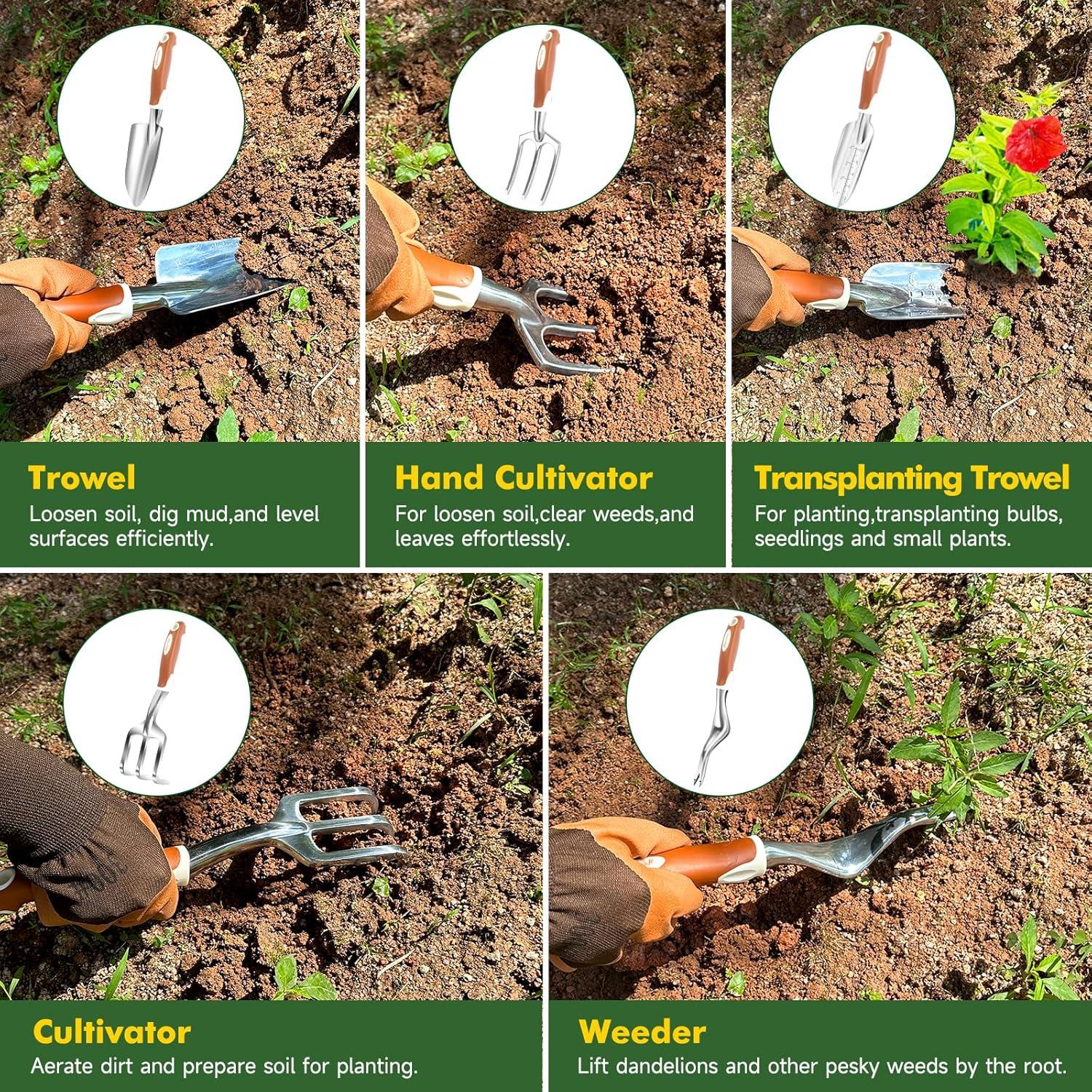 Juego de Herramientas de Jardín MelonArt, 10 Piezas, Aluminio